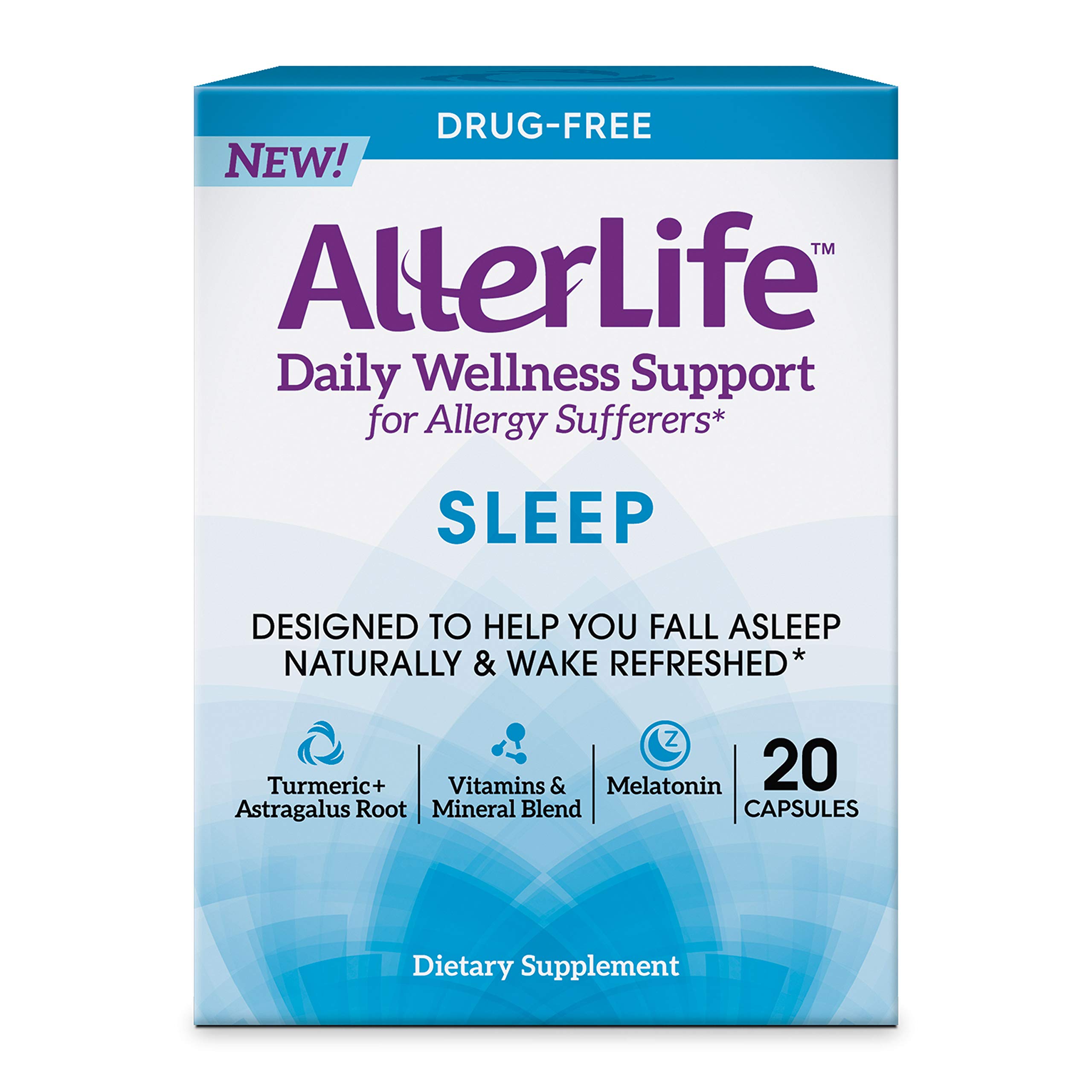 Allerlife Sleep Capsules - Natural Allergy Relief & Sleep Aid Supplement, 20 Count - Supports Restful Sleep & Seasonal Allergy Relief for Adults - Perfect for Nighttime Use & Travel