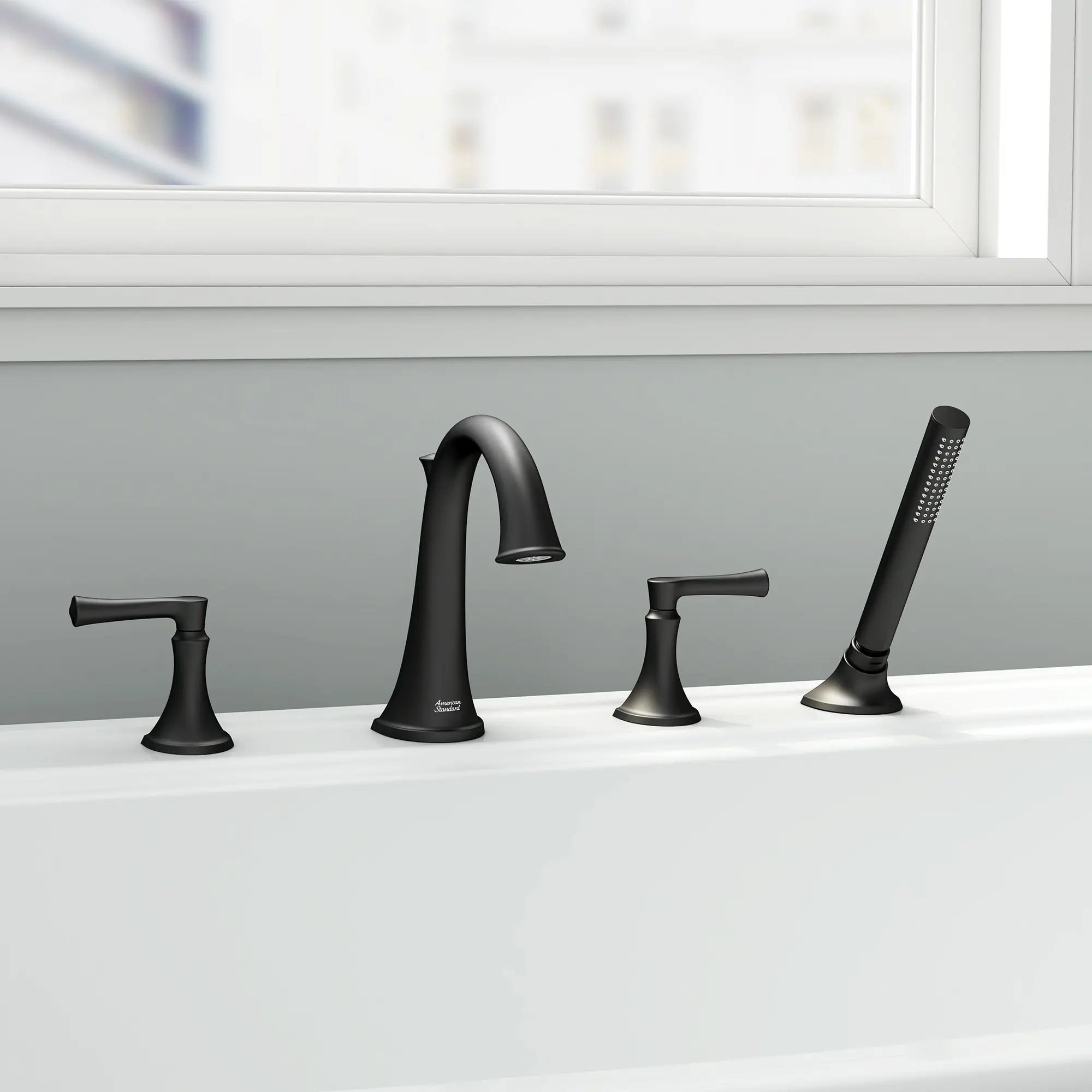 Premium Matte Black Estate Bathtub Faucet with Hand Shower - Compatible with Flash® Rough-In Valve - Lever Handle Design for Modern Bathrooms - Perfect for Spa-Like Relaxation and Daily Bathing