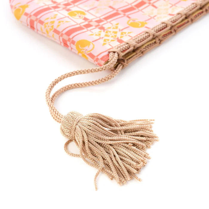 Nishijin Woven Small Drawstring Bag - Cat & Pink Design - Handmade in Kyoto Japan - Traditional Japanese Craft Purse for Women - Perfect for Cosplay, Gifts, and Everyday Use