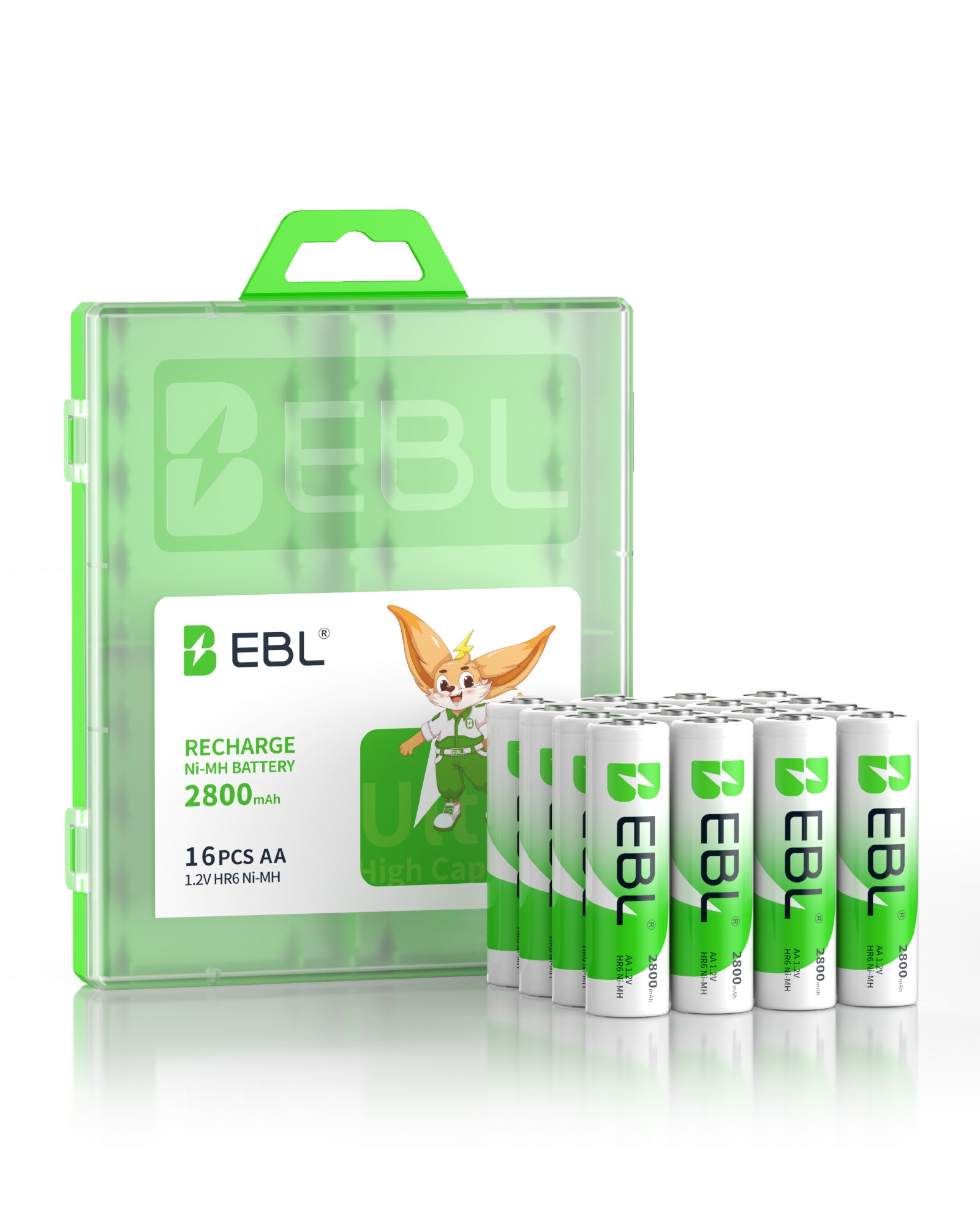 EBL AA NiMH Rechargeable Batteries 2800mAh High Capacity - 8 Pack for Digital Cameras, Flashlights, Toys, and More - Long Lasting Power Supply