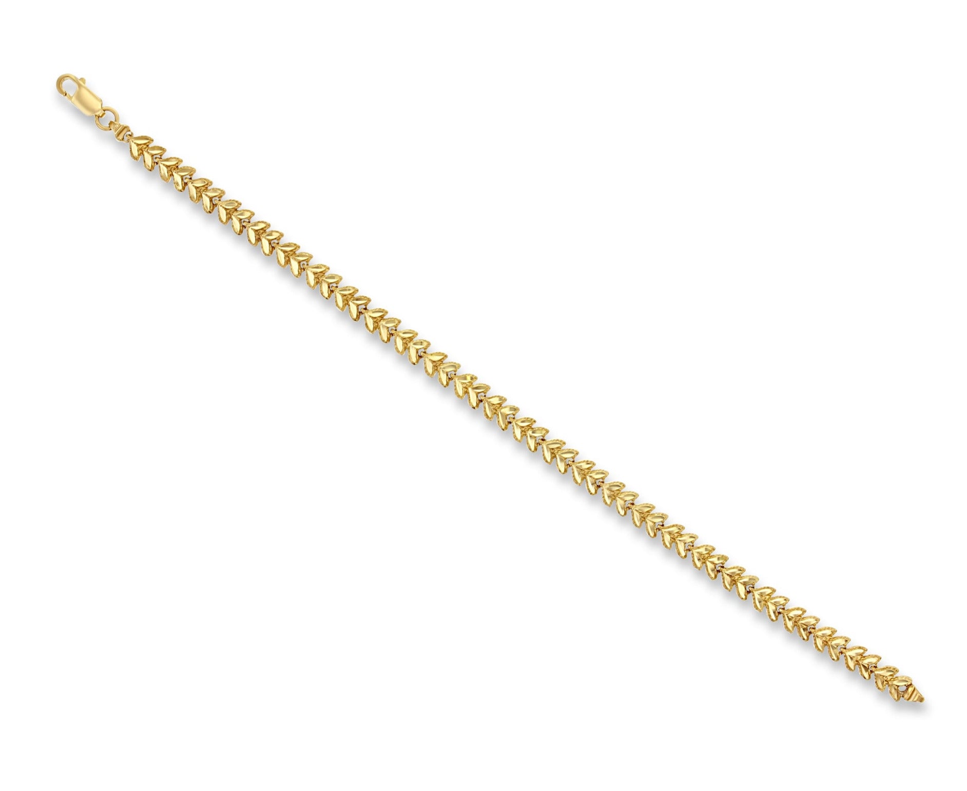 14K Yellow Gold Diamond-Cut Leaf Design Bracelet for Women - Elegant Jewelry Gift for Anniversary, Birthday & Special Occasions
