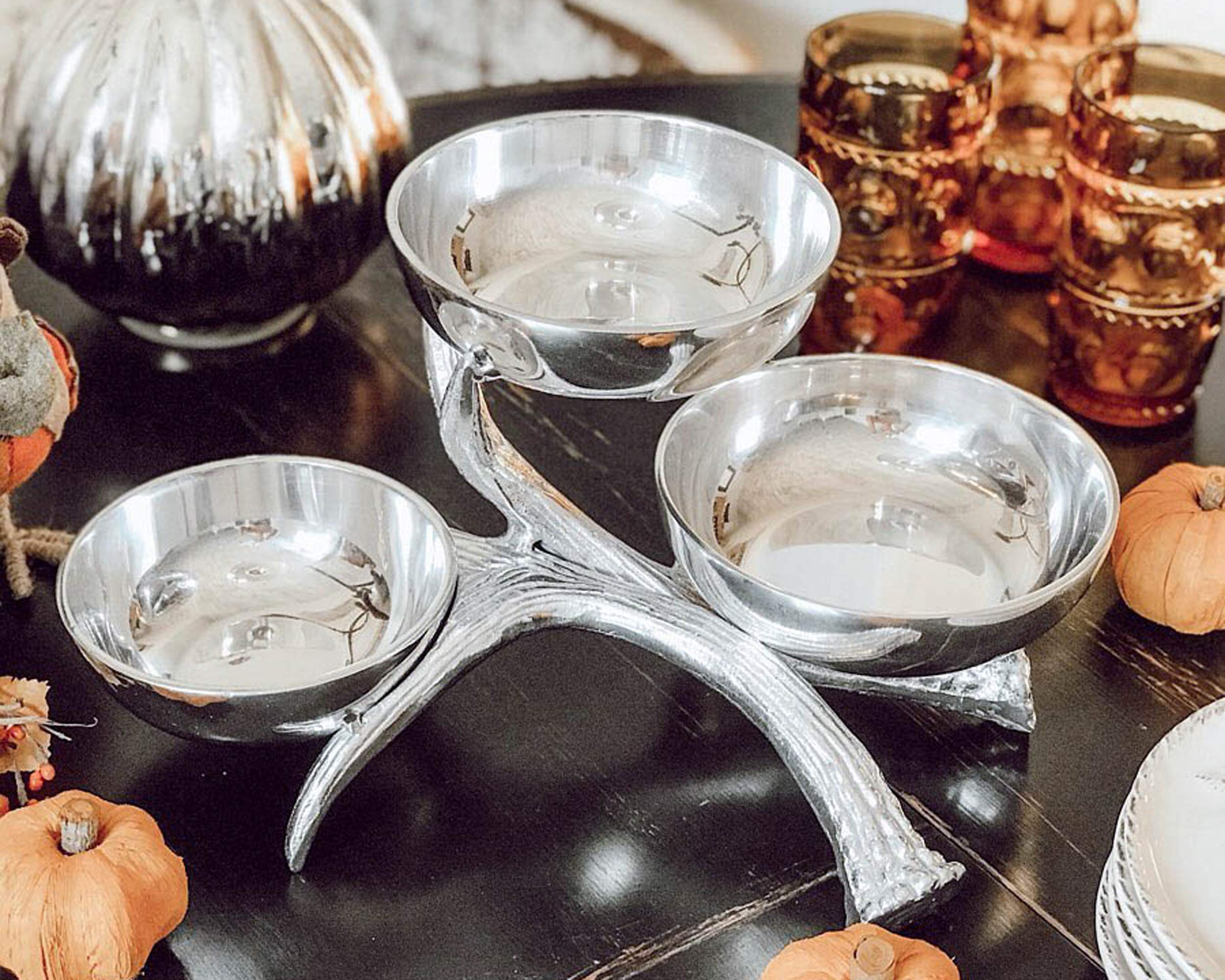 Arthur Court Designs Aluminum Antler Tiered 3-Bowl Serving Set - 14
