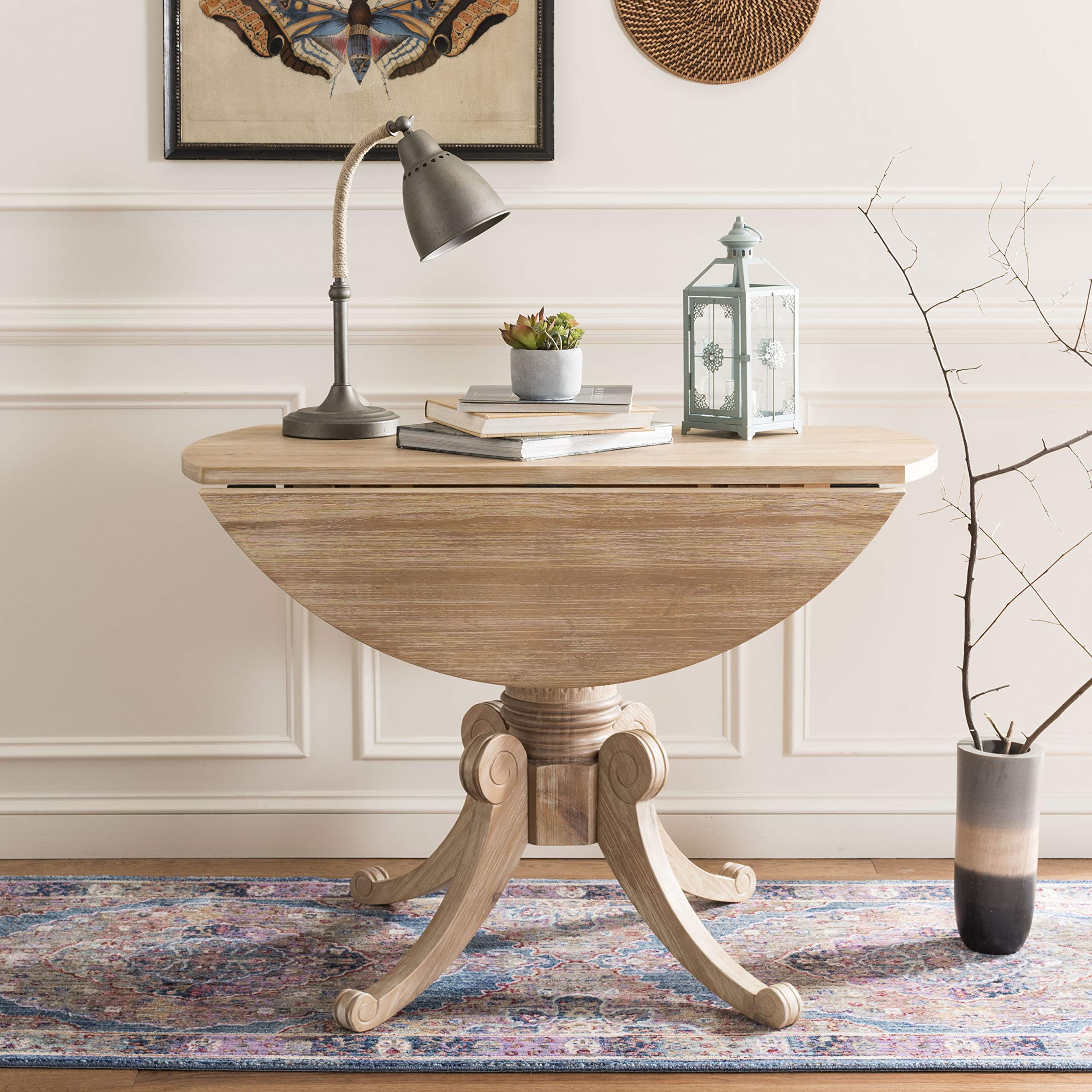 Safavieh Forest Traditional Rustic Drop Leaf Dining Table - Solid Wood Farmhouse Kitchen Table for Small Spaces & Cozy Dining Rooms