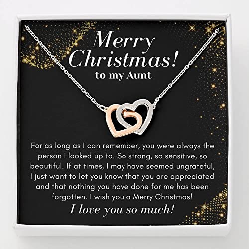 Christmas Necklace Gift for Aunt - Personalized Jewelry with Message Card & Gift Box - Thoughtful Present for Holidays, Birthday & Special Occasions