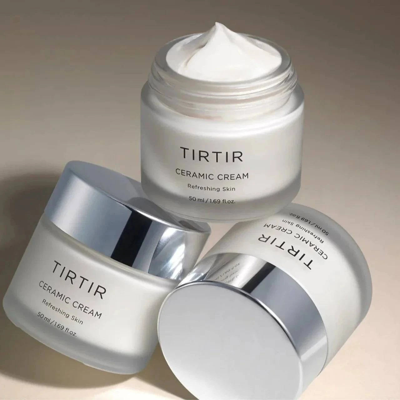 TIRTIR Ceramic Cream 50mL - Hydrating Face Moisturizer for Dry & Sensitive Skin | Day & Night Skincare Routine