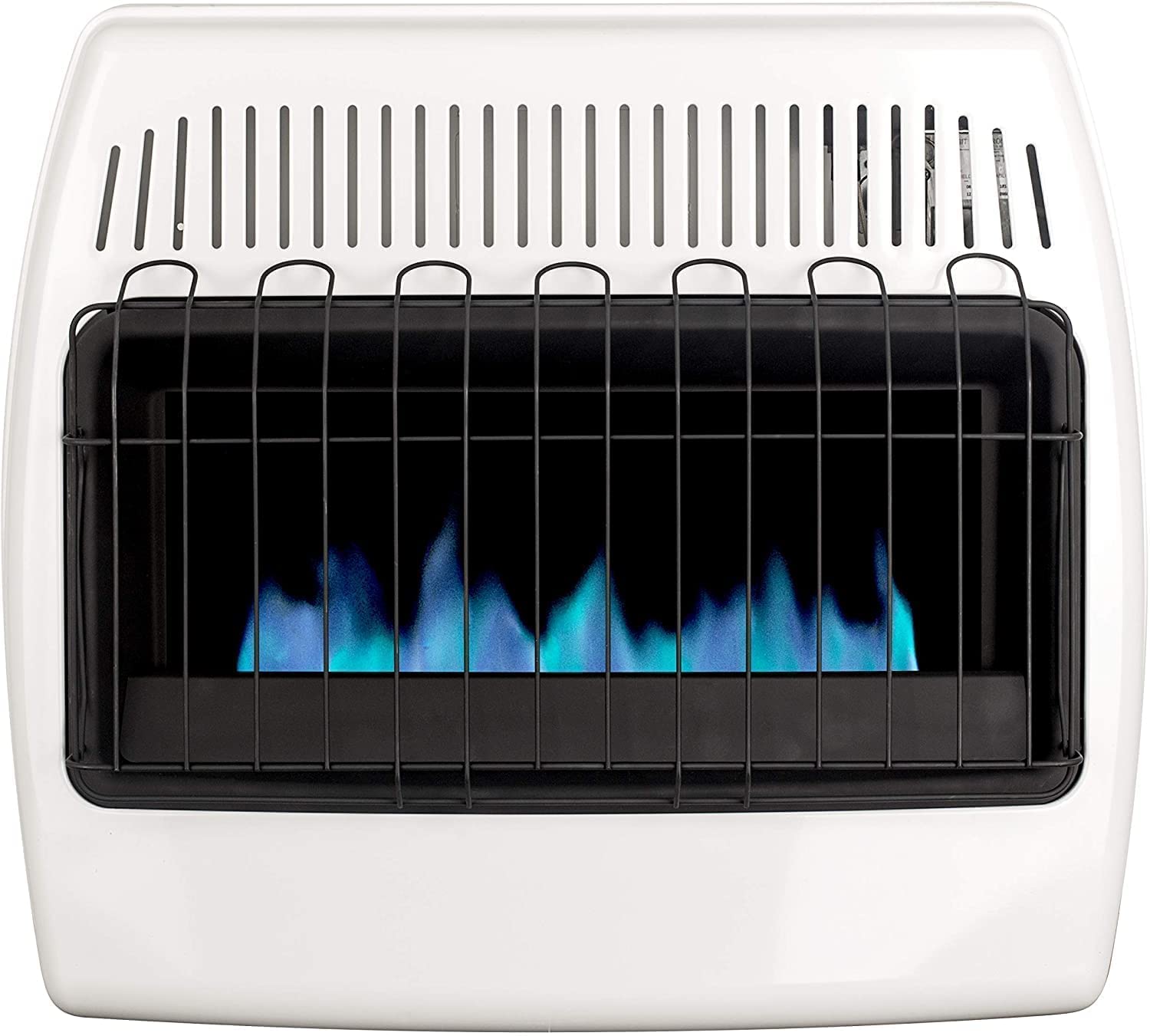 UTY 30,000 BTU Dual Fuel Propane & Natural Gas Wall Heater - Vent-Free Indoor Heating Solution, White (28x11x24 Inches) for Garages, Basements & Large Rooms