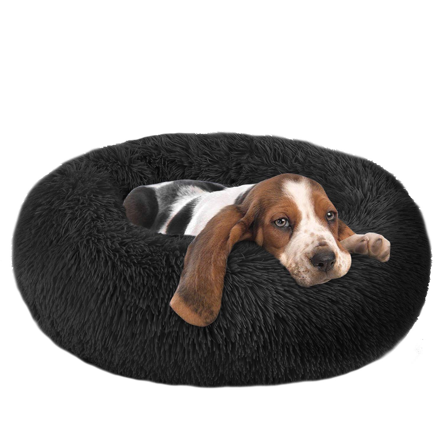 OQQ Calming Donut Dog Bed & Cat Cuddler - Orthopedic Round Pet Bed with Raised Rim for Small, Medium & Large Dogs (Supports 25-100lbs) - Machine Washable - Perfect for Anxiety Relief, Crate Training & Cozy Napping