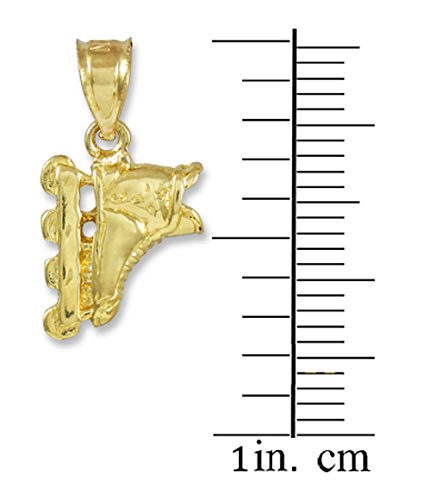 14K Yellow Gold Rollerblade Charm Pendant Necklace for Extreme Sports & Inline Skating Enthusiasts - Perfect for Gifts, Skating Competitions & Everyday Wear
