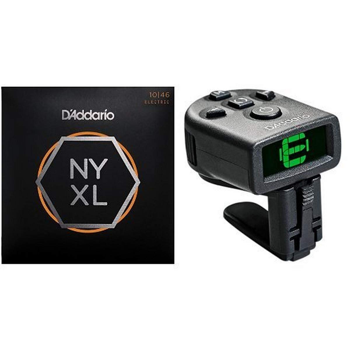 D'Addario NYXL Light Electric Guitar Strings & NS Micro Tuner Bundle - Premium Guitar Strings with Accurate Tuner for Electric Guitar Players - Perfect for Live Performances, Studio Recording & Practice Sessions