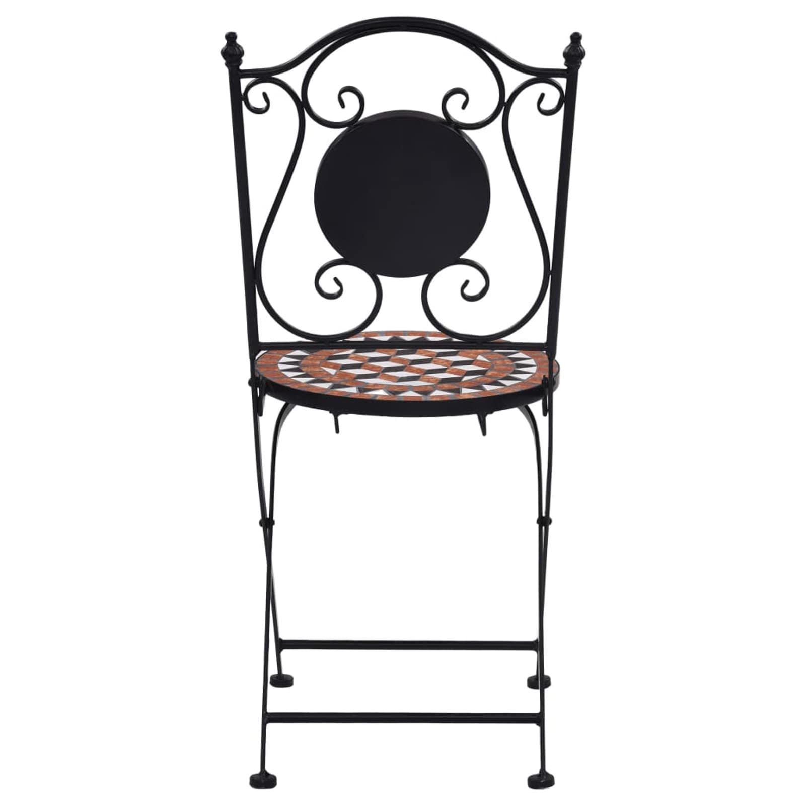 Brown Ceramic Mosaic Patio Table with 2 Bistro Chairs - Outdoor Dining Set for Garden, Balcony & Backyard Decor