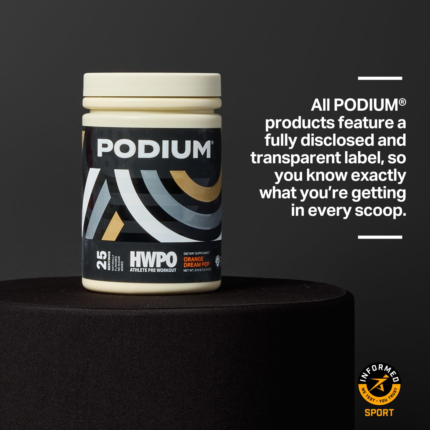 Podium Nutrition Pre Workout Powder - Orange Dream Pop Flavor, 25 Servings | Beta Alanine & Caffeine Boost for Athletes | Gluten Free, Soy Free, Dairy Free | Perfect for Gym, Running & High-Intensity Training