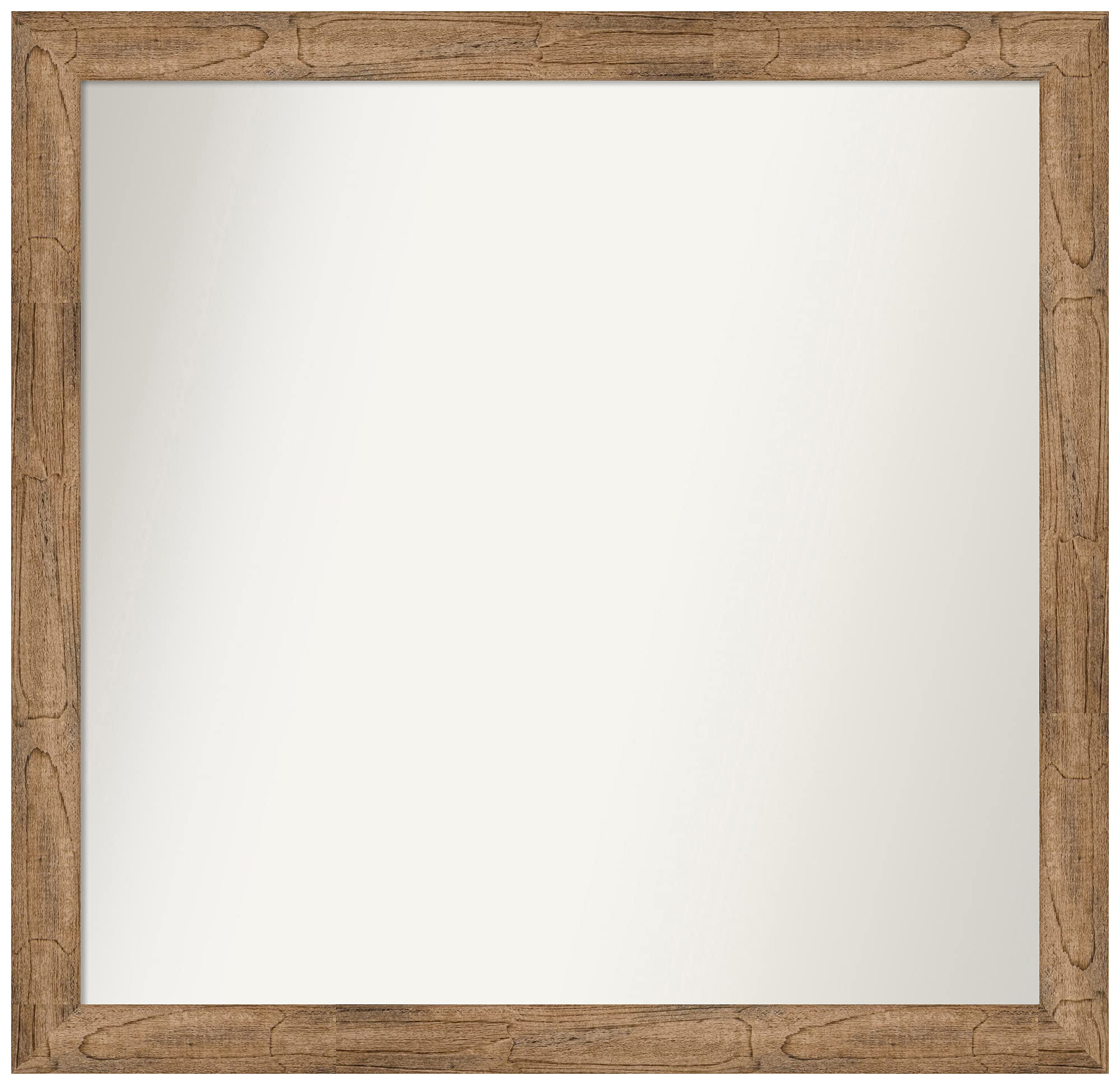 Amanti Art Custom Non-Beveled Wall Mirror - 30.5x31.5 Inches Owl Brown Narrow Frame - Bathroom, Living Room, Bedroom Decor - Various Sizes Available - Handcrafted Wood Frame Mirror for Home & Office