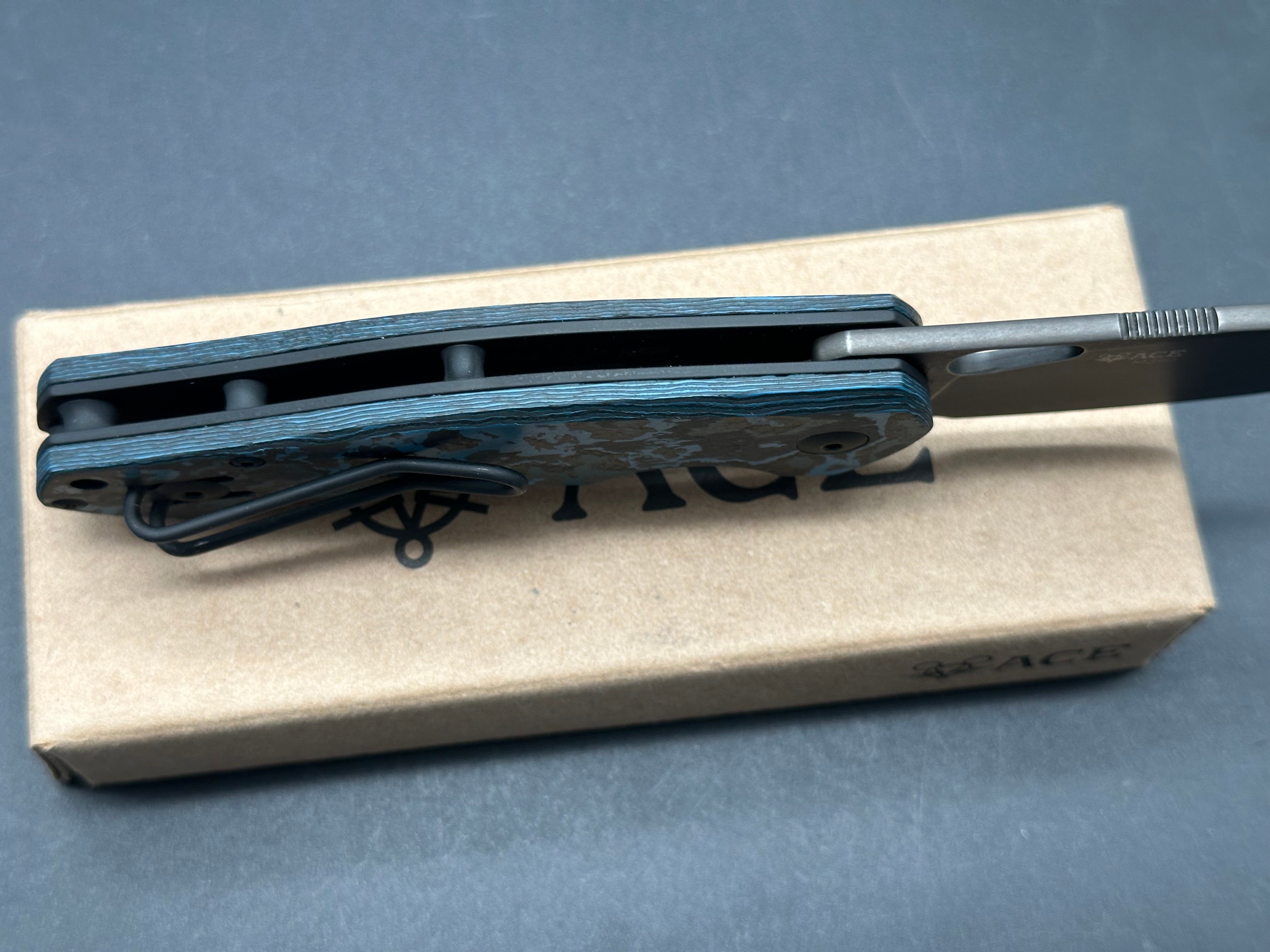 GiantMouse ACE Biblio Ice Folding Knife - Arctic Fat Carbon Handle - SMKW Exclusive - EDC Pocket Knife for Outdoor Camping, Hiking & Everyday Carry