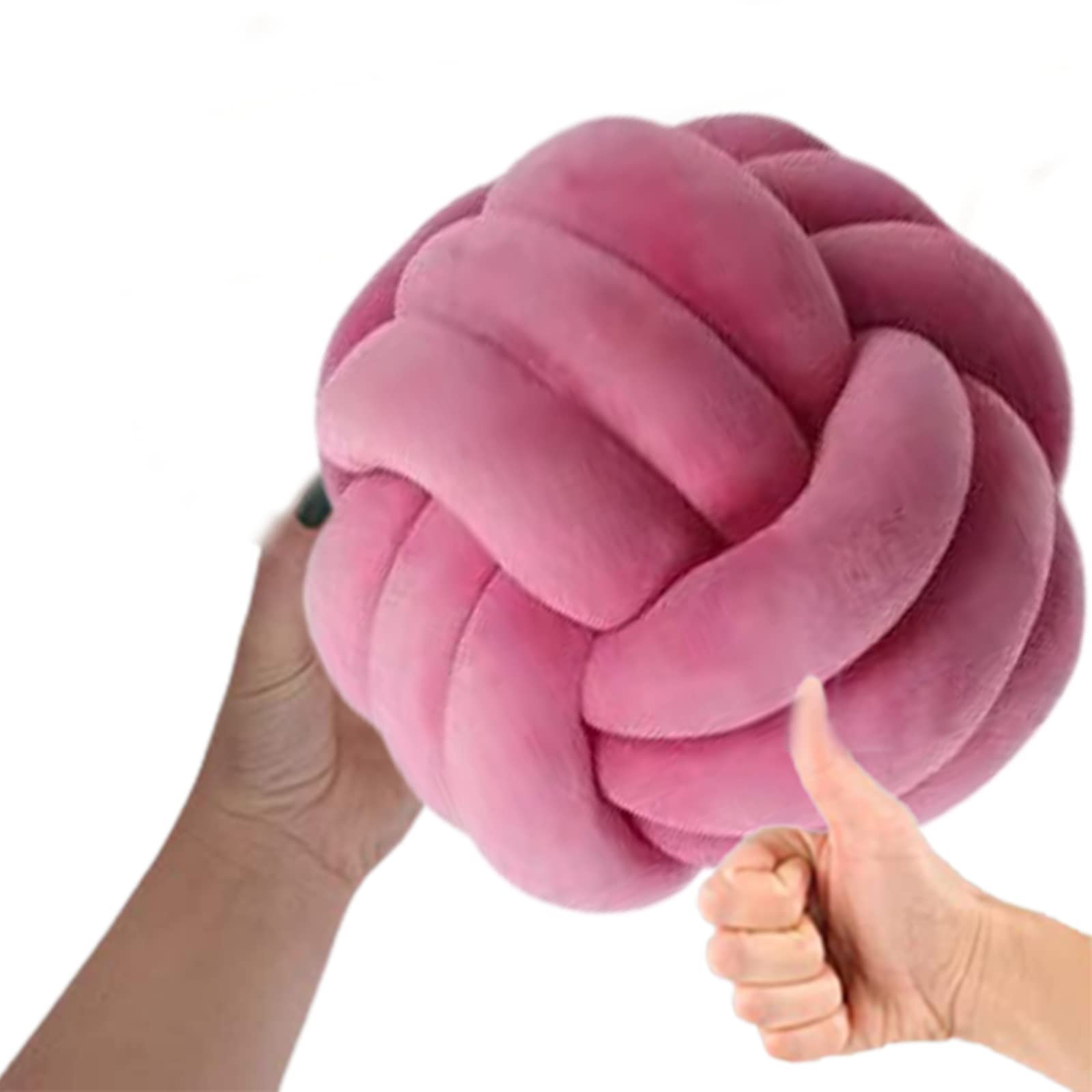 Handmade Round Knot Ball Pillow - Plush Throw Decorative Floor Cushion for Christmas & New Year Party Decor, Bedroom Decor, Photography Props (Light Rose Red, 27cm/10.6in) - Perfect for Cozy Home Decor, Gift Giving & Stylish Photo Shoots
