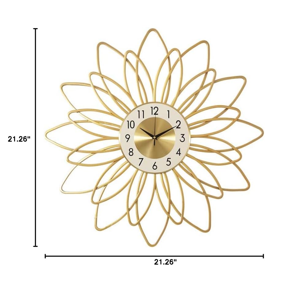 Stylish Gold Wall Clock for Living Room & Dining Room - Modern Decorative Hanging Clock for Home Office Decor | Perfect for Farmhouse, Bedroom, and Kitchen Wall Decor