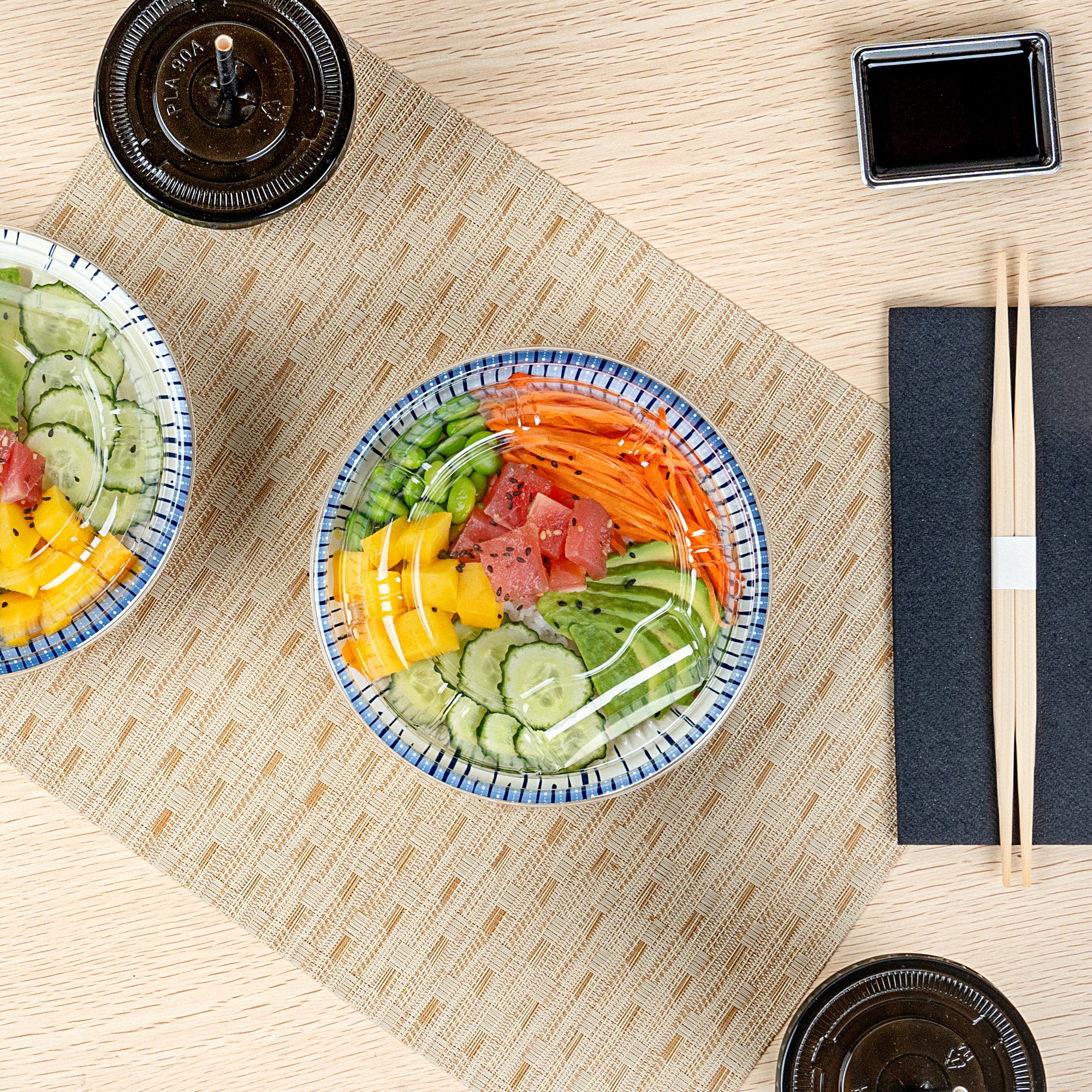 Clear Round Plastic Bento Box Lid - Fits 10oz Asian Style Bowls (6.75