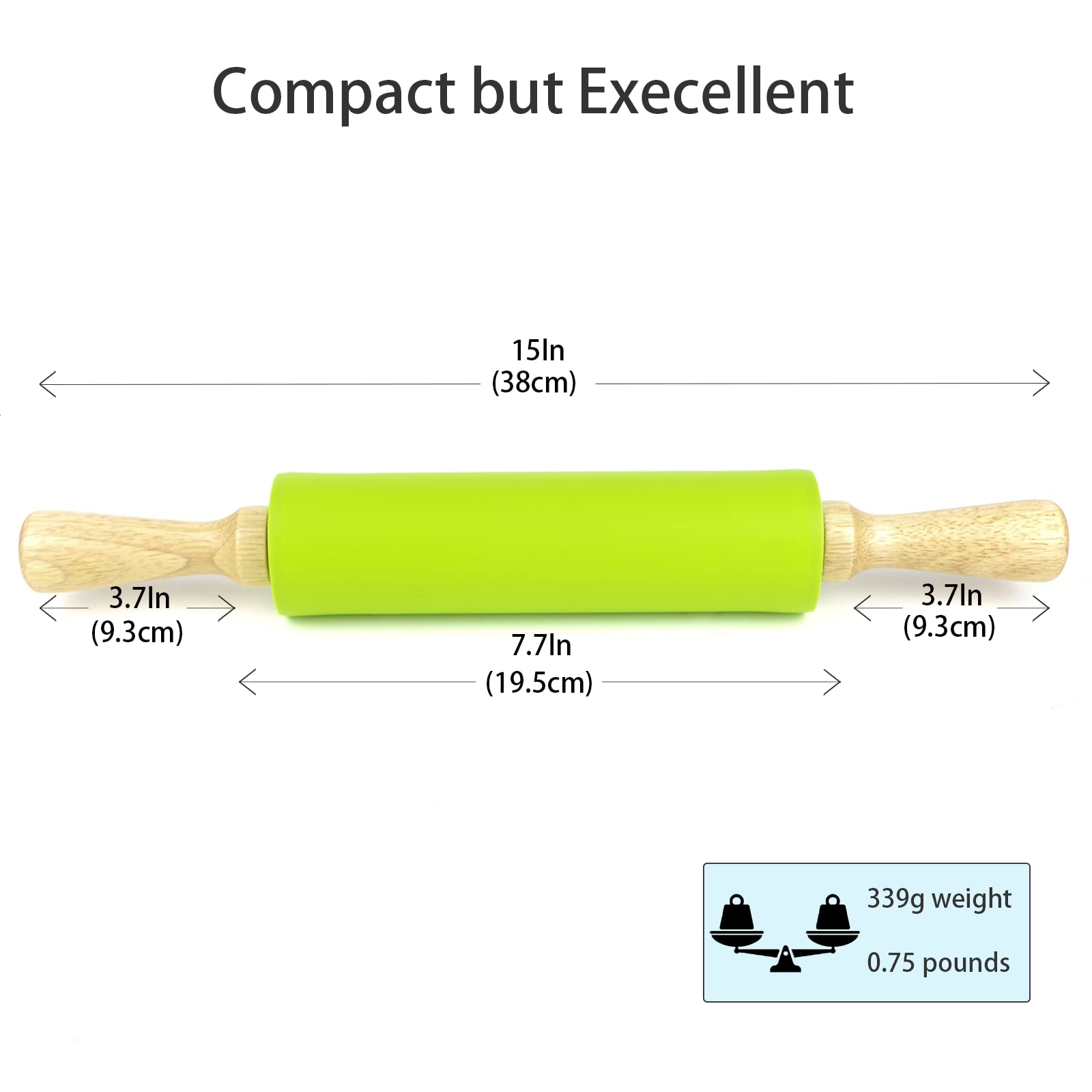 Non-Stick Silicone Rolling Pin with Wooden Handle - Perfect for Baking, Pastry Making, Dough Rolling - Ideal for Cookies, Pies, and Homemade Pasta