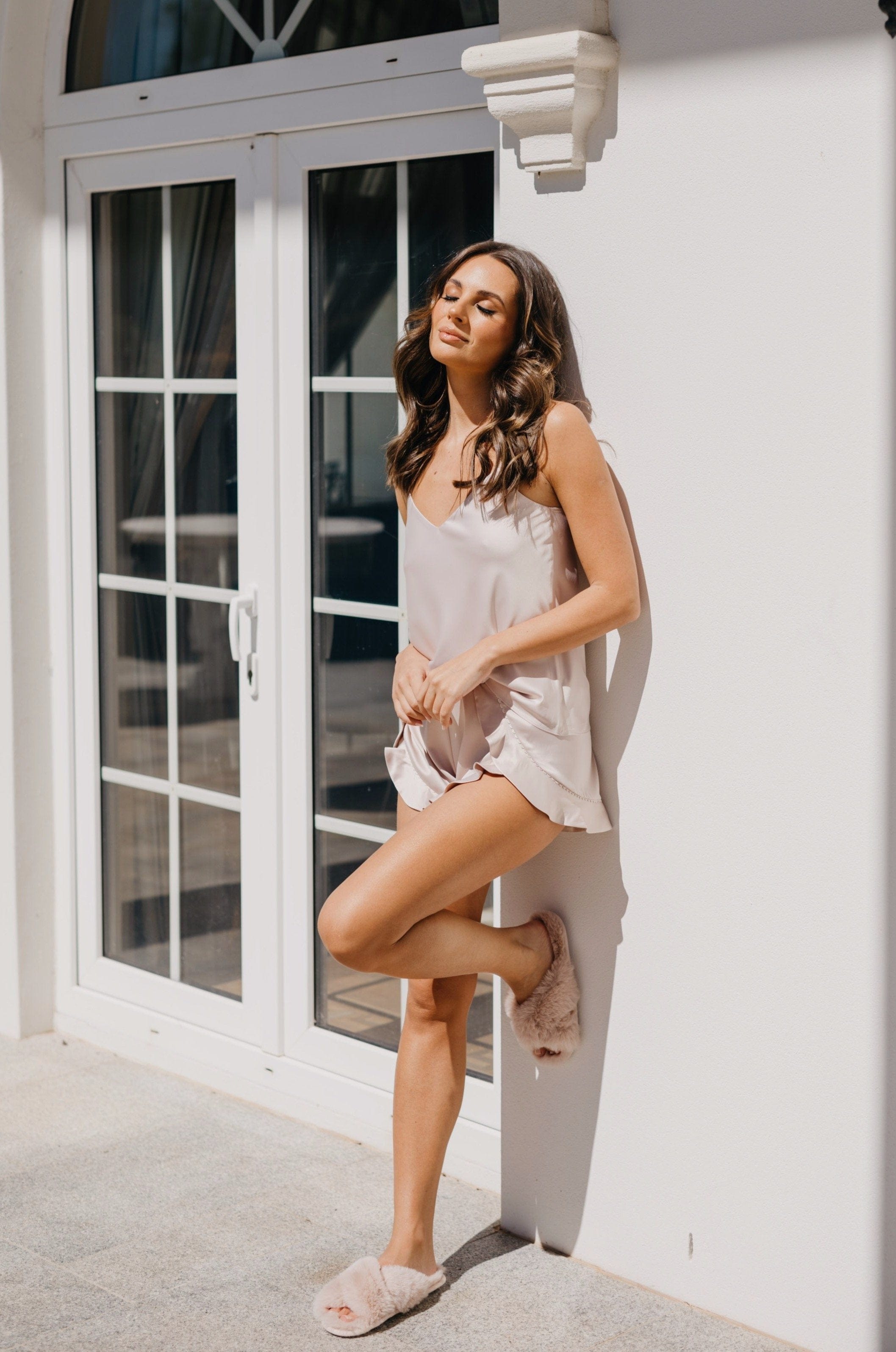 Pia Cami and Ruffle Short Set - Women's Summer Loungewear Outfit for Beach, Vacation & Casual Wear | Soft & Comfortable Sleepwear Set