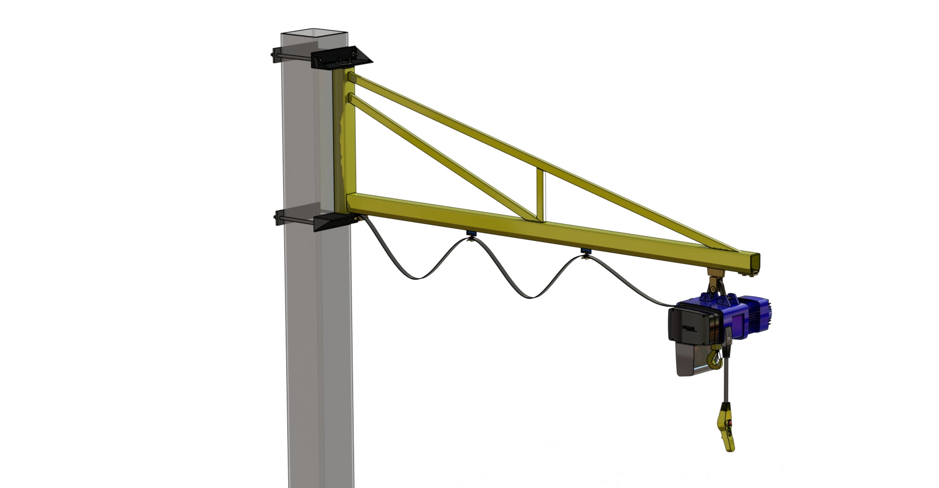 80kg Heavy Duty Jib Crane with Column Clamp and Brace - Perfect for Workshop, Garage, and Industrial Lifting Operations