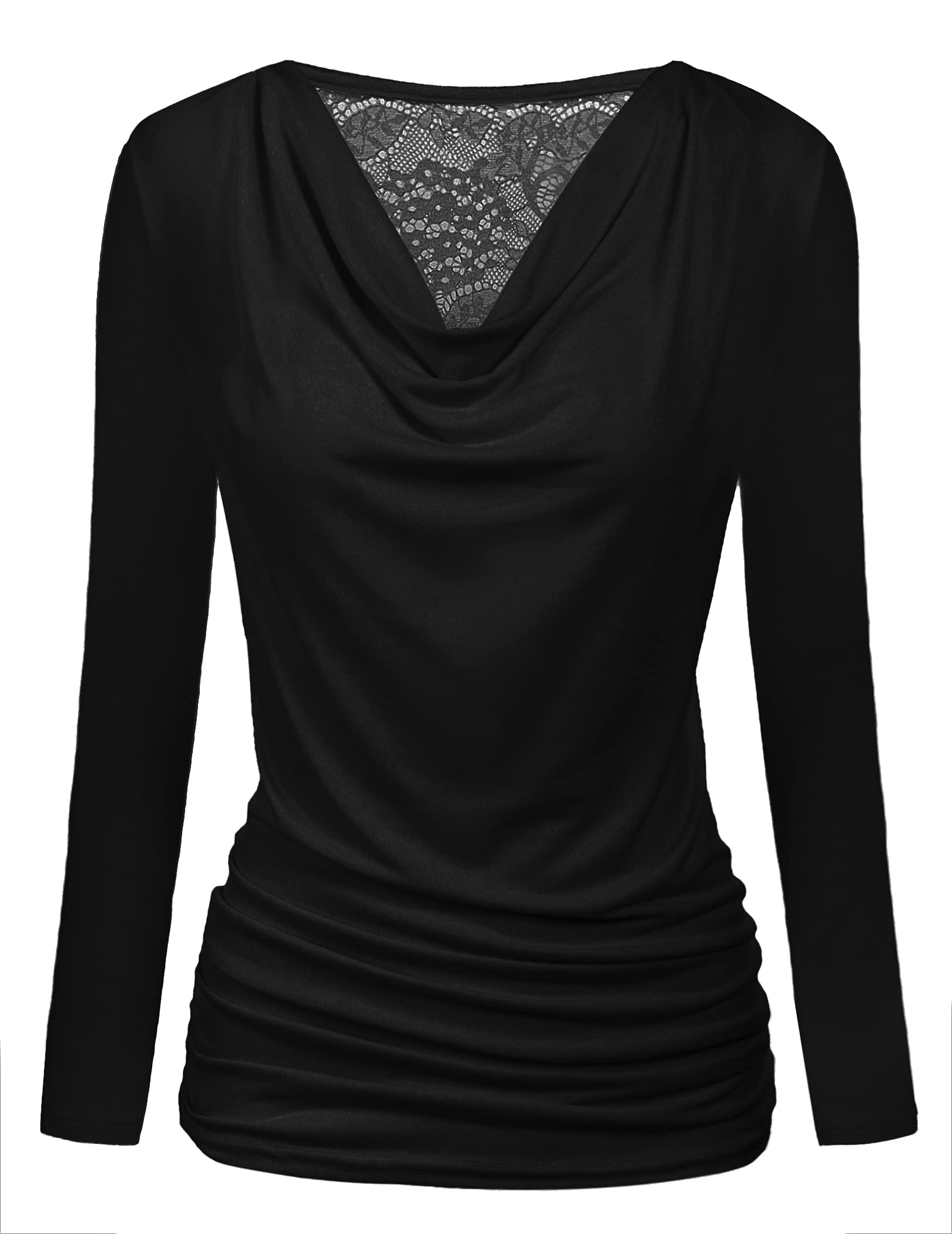 Zeagoo Women's Ruched Cowl Neck Long Sleeve Stretch Blouse with Side Shirring - Elegant Tops for Work, Date Night & Casual Outfits