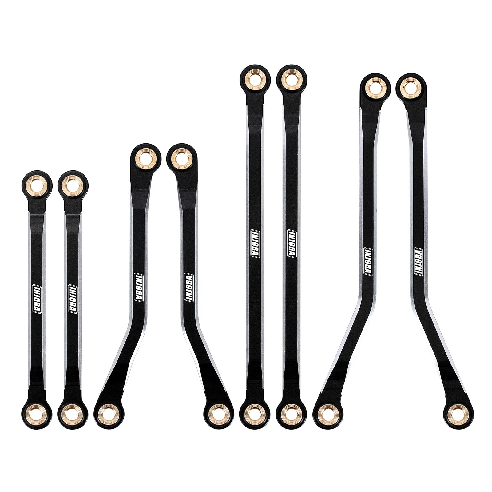 INJORA High Clearance CNC Aluminum Chassis Link Set for TRX4M Defender & Bronco 1/18 Scale RC Crawler Upgrade Parts (Black) - Off-Road Performance & Durability Enhancement