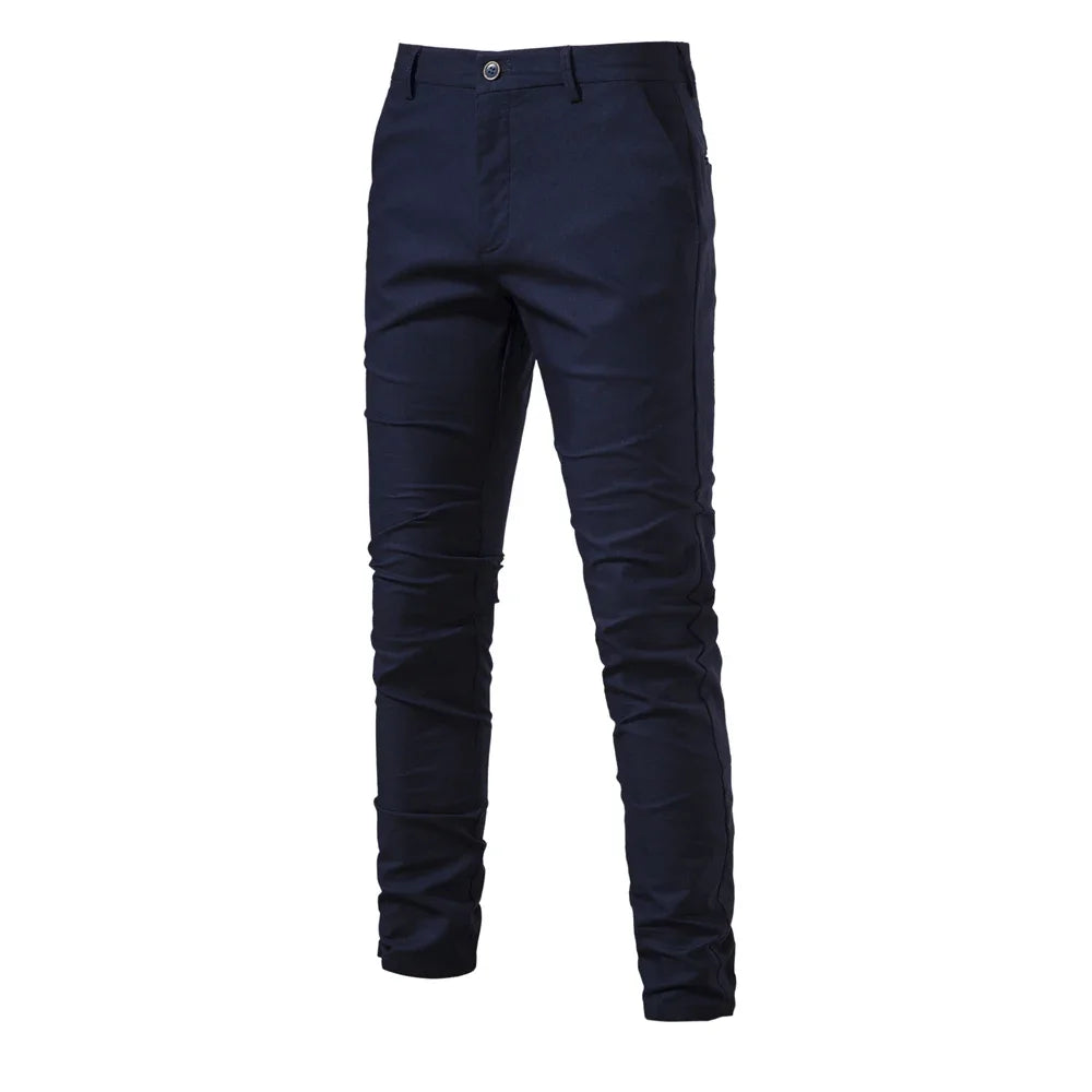 Premium Slim Fit Men's Cotton Dress Pants for Business & Social Occasions - Comfortable & Stylish Autumn Trousers for Office, Meetings & Casual Outings