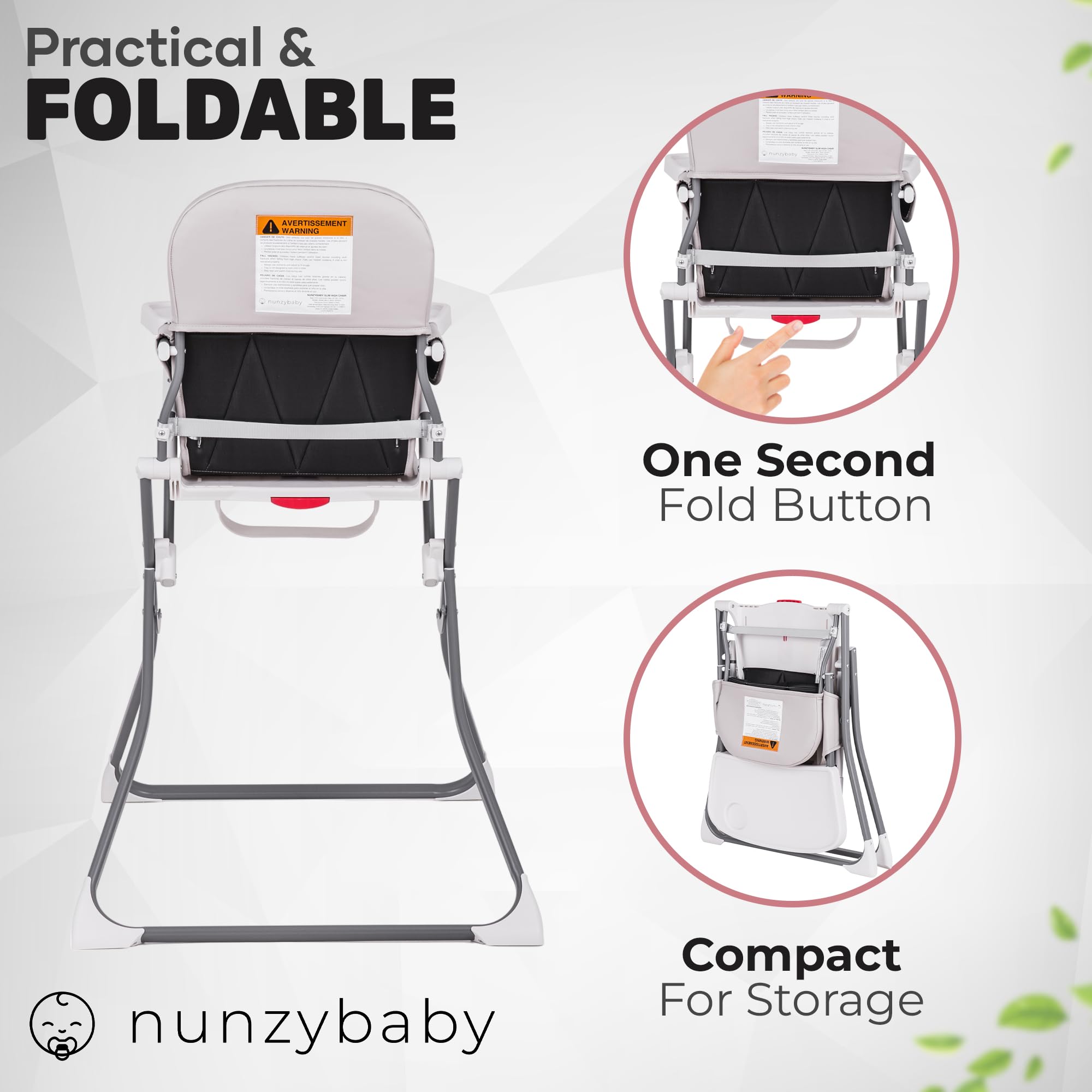 Foldable Baby High Chair with 5-Point Safety Belt | Portable & Collapsible Highchair for Toddlers | Easy to Clean & Space-Saving | Perfect for Dining, Travel & Small Spaces