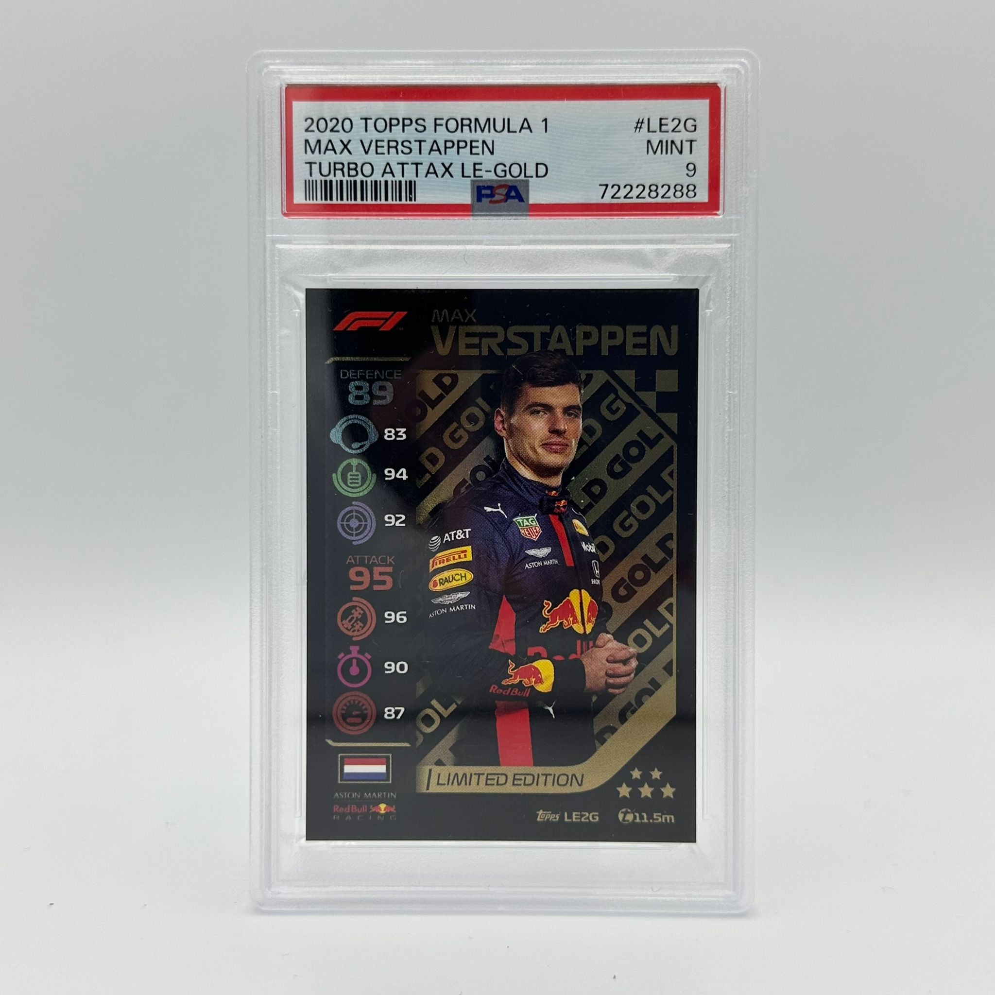 PSA 9 Graded Max Verstappen #LE2G Limited Edition Gold Trading Card - Perfect for F1 Collectors, Sports Memorabilia Enthusiasts & Investment Portfolio