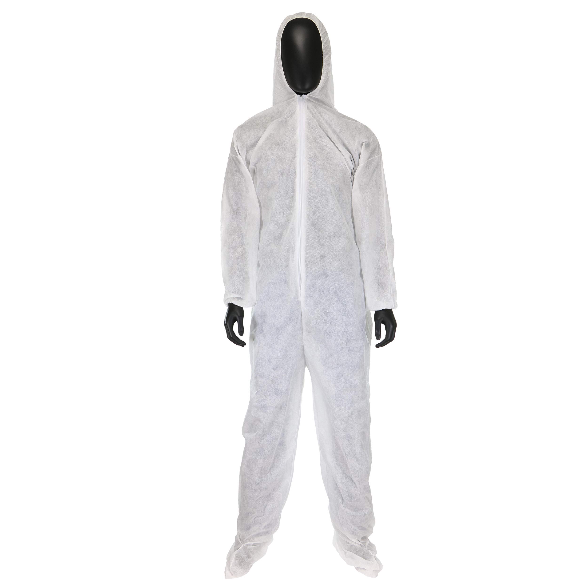West Chester C3859 SMS Coverall - Pack of 25, White, XX-Large, Safety Workwear with Attached Hood & Boots - Ideal for Industrial, Chemical & Construction Protection