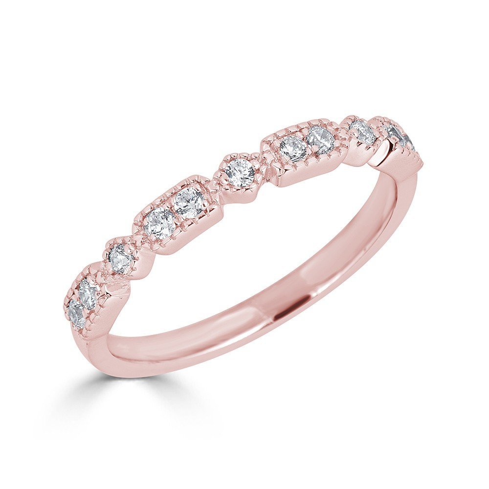14KT Gold Stackable 1/5CT Diamond Alternating Shape Band Ring for Women - Perfect for Layering, Anniversary Gifts & Everyday Elegance