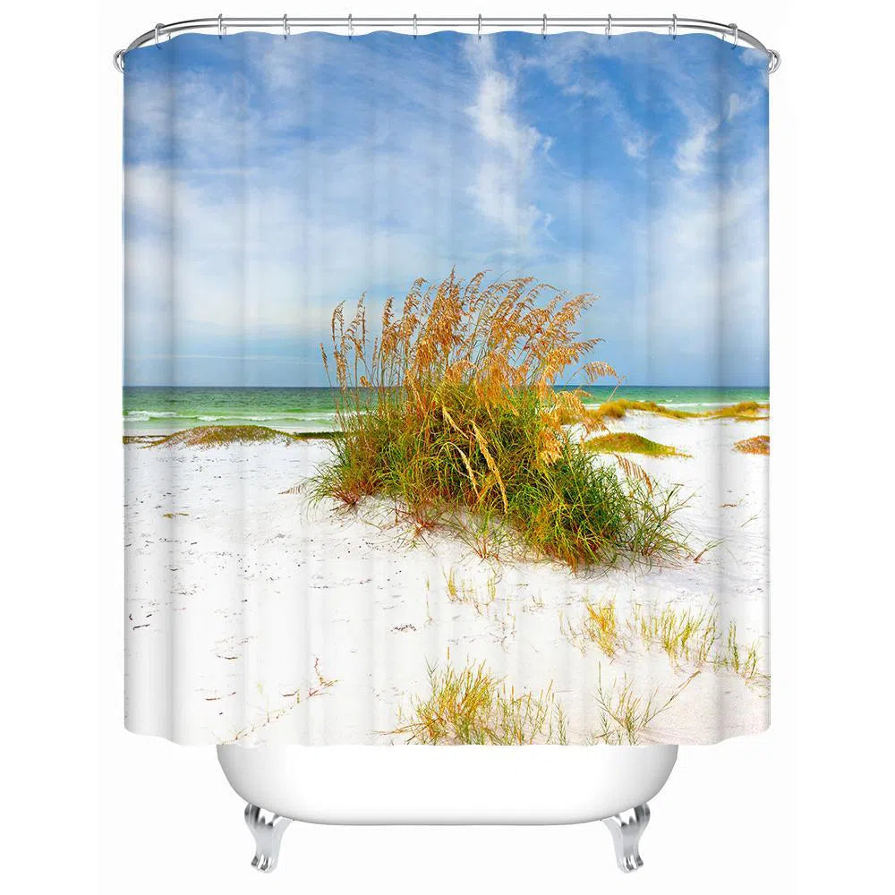 Florida Dreaming Sea Oats Shower Curtain - Coastal Beach Theme Bathroom Decor for Bath, Shower, and Guest Room