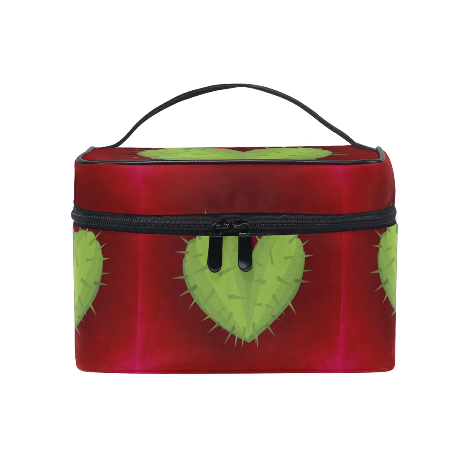 Heart Cactus Makeup Bag for Women - Waterproof Cosmetic Pouch, Travel Toiletry Organizer - Perfect for Train, Gym & Vacation Essentials | Cute Art Gift Idea