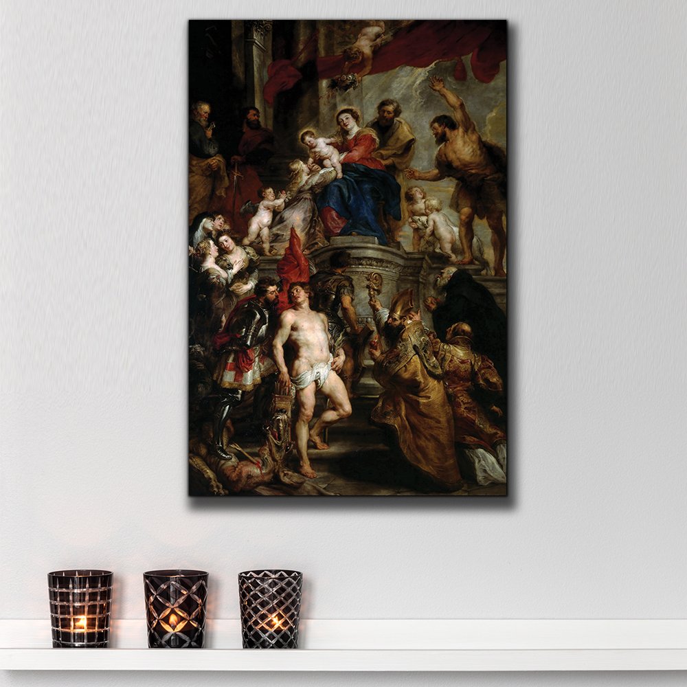 Wall26 - Peter Paul Rubens Baroque Style Oil Painting: Madonna Enthroned with Child, Saints & Angels - 32x48 Inch Canvas Art for Home Decor | Perfect for Living Room, Bedroom & Office Wall Art