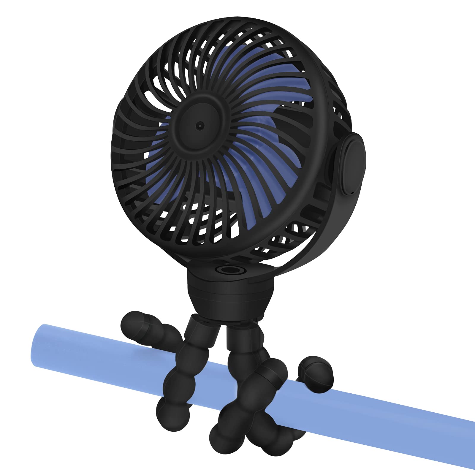TRELC Mini Handheld Personal Fan - Portable USB Rechargeable Fan with 4000mAh Battery, 360° Rotatable Clip-on Desk Fan with Flexible Tripod for Stroller, Baby, Outdoor, Beach, Tent, Treadmill, Car Seat & Office Use (Black) - Perfect for Travel, Camping, Work & Home Cooling