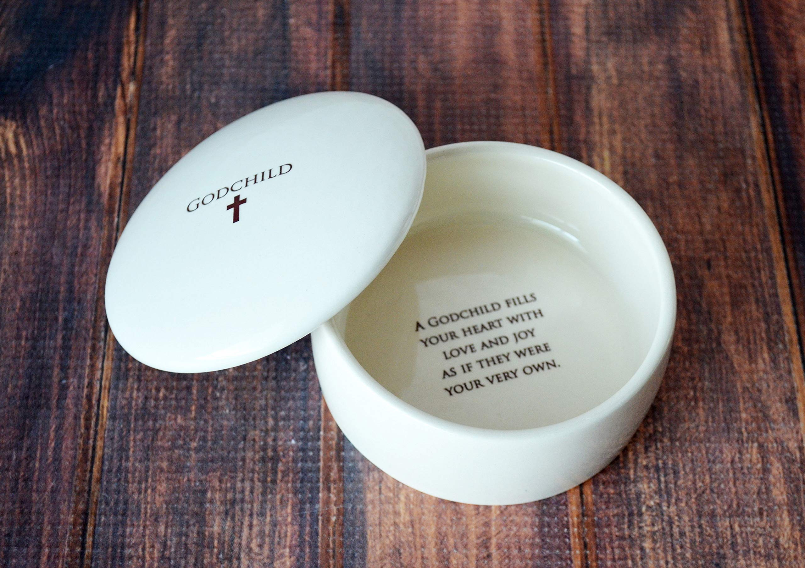 Personalized Godchild Gift - Engraved Round Keepsake Box for Goddaughter or Godson | Baptism, Christening, Birthday & Special Occasion Present
