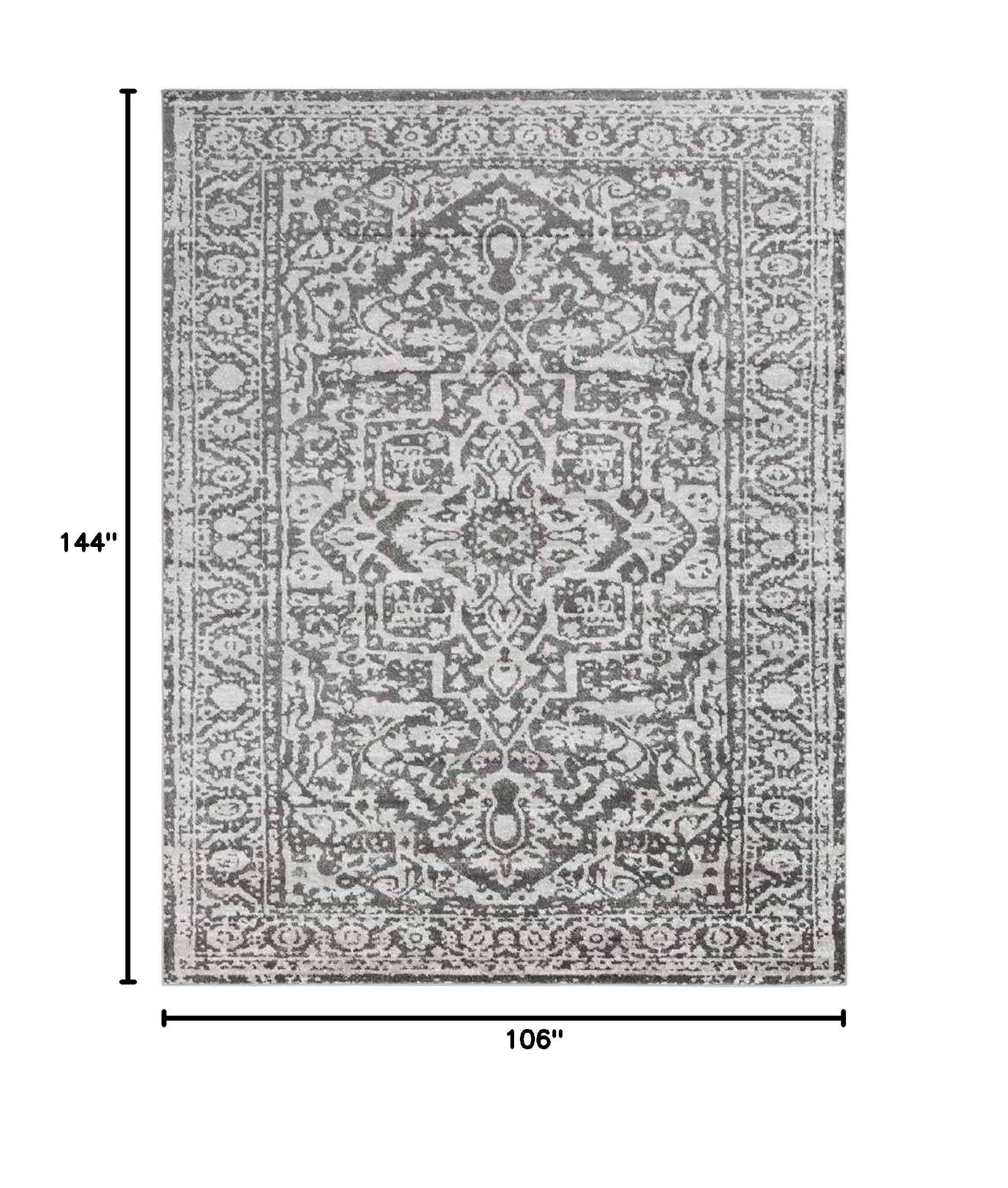 Mark&Day Emma Traditional Charcoal Area Rug 9x12 - Soft & Durable Carpet for Living Room, Bedroom, Kitchen - 8'10
