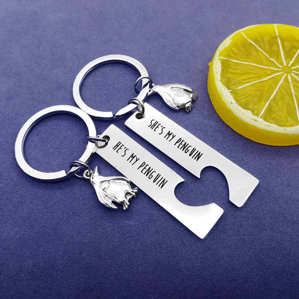 Cute Penguin Couple Keychain Set - Personalized Matching Gifts for Girlfriend & Boyfriend - Perfect for Christmas, Wedding & Anniversary - Couples Jewelry & Romantic Keepsake for Date Night & Travel
