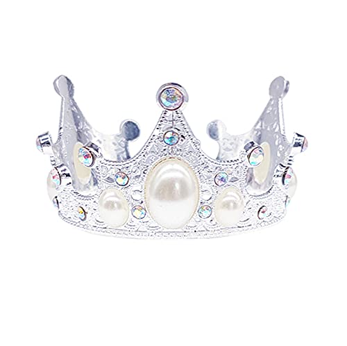Elegant Silver Crown Cake Topper Tiara with Rhinestones & Pearls - Perfect for Birthday, Wedding, Christmas & Baby Shower Party Decorations - Hair Ornament for Special Occasions & Celebrations