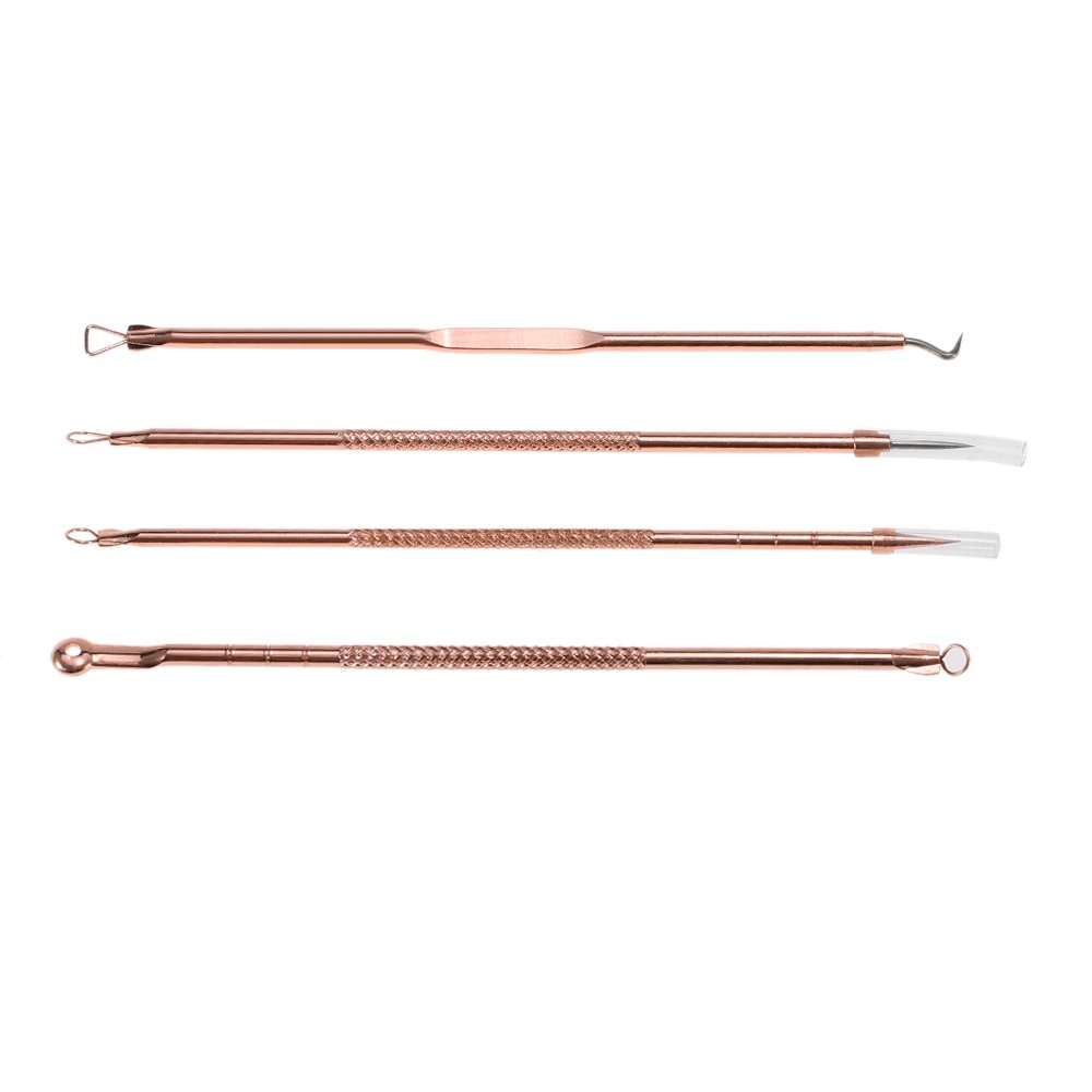 4Pcs Stainless Steel Acne Needle Set - Double-Ended Pimple & Blackhead Remover Tool for Facial Cleaning | Professional Comedone Extractor Kit for Skin Care & Blemish Treatment at Home or Salon Use