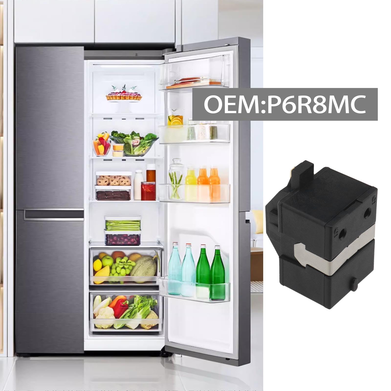 PTC Starter Relay P6R8MC - 1 Pin Refrigerator Starter Relay Compatible with LG, Magic Chef, and Dehumidifiers | Perfect for Home Appliances & Cooling Systems