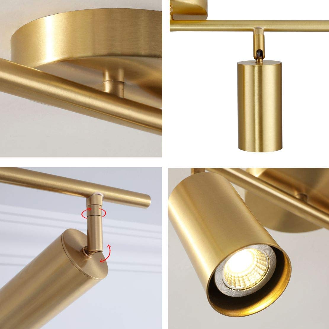 BOKT Gold Adjustable Ceiling Track Light - 2 or 4 Light Industrial Spotlight Fixture with Directional Lighting for Living Room, Dining Room & Bedroom | Modern Home & Office Lighting Solution