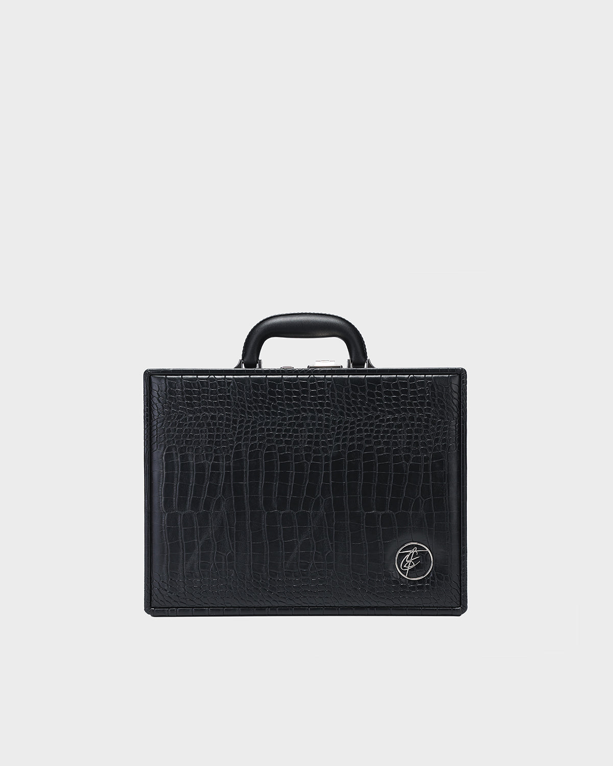 Premium Black Citadel Croc Leather Briefcase for Business Professionals - Stylish Work Bag for Office, Meetings & Business Travel