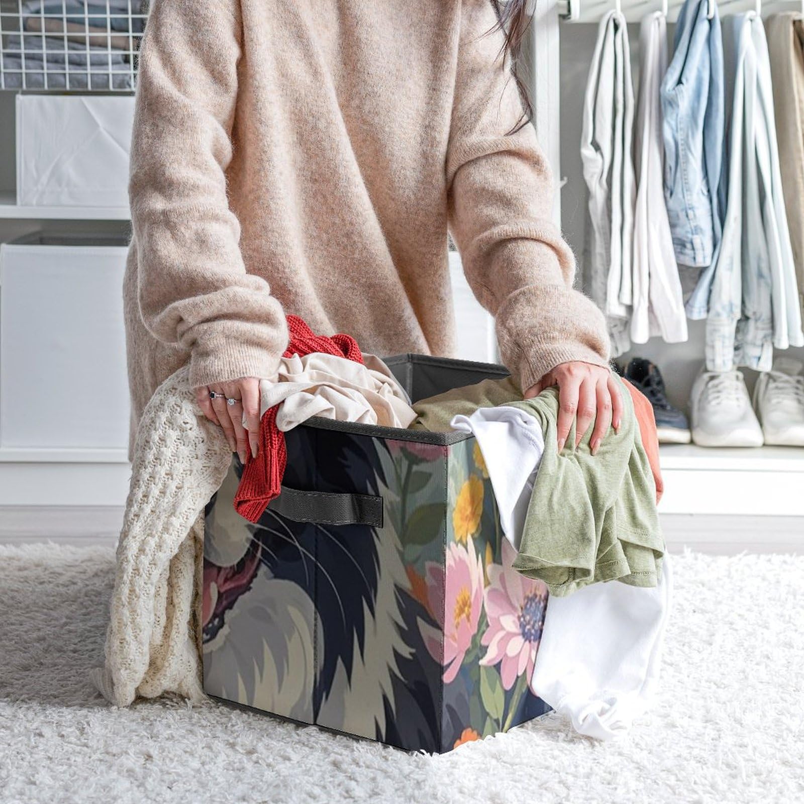 Large Collapsible Storage Bins with Handles - 10.6