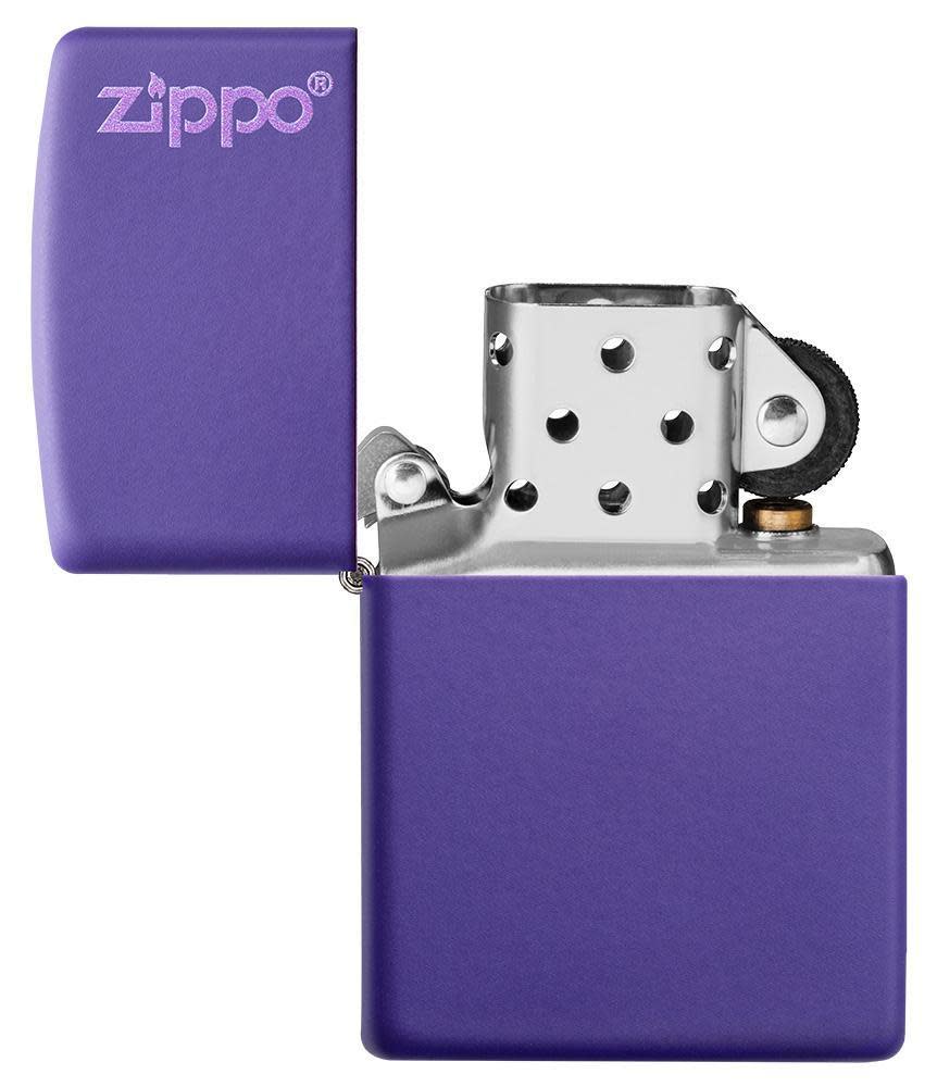 Classic Purple Matte Zippo Lighter with Logo - Windproof Refillable Metal Lighter for Outdoor Camping, Smoking & Survival Kits