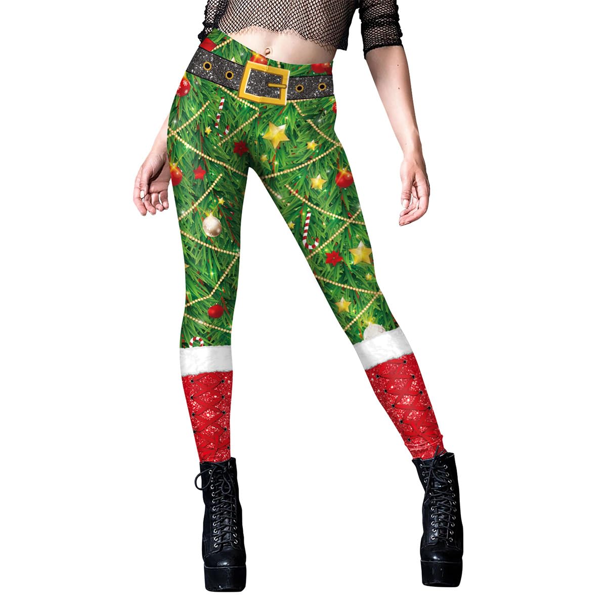 ODIZLI Women's Ugly Christmas Leggings - Festive 3D Print Holiday Yoga Pants for Workout & Costume Parties | Perfect for Christmas Celebrations, Office Parties & Festive Workouts