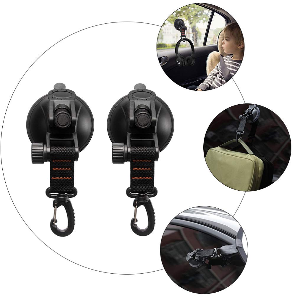 VICASKY 2 Pack Heavy Duty Suction Cup Hooks - Waterproof Sticky Hooks for Kayak, Paddle, Tarpaulin, Car Side Anchor & Travel Toiletries - No Drill ABS Plastic Outdoor Sports Accessories - Perfect for Camping, Boating, RV & Home Organization