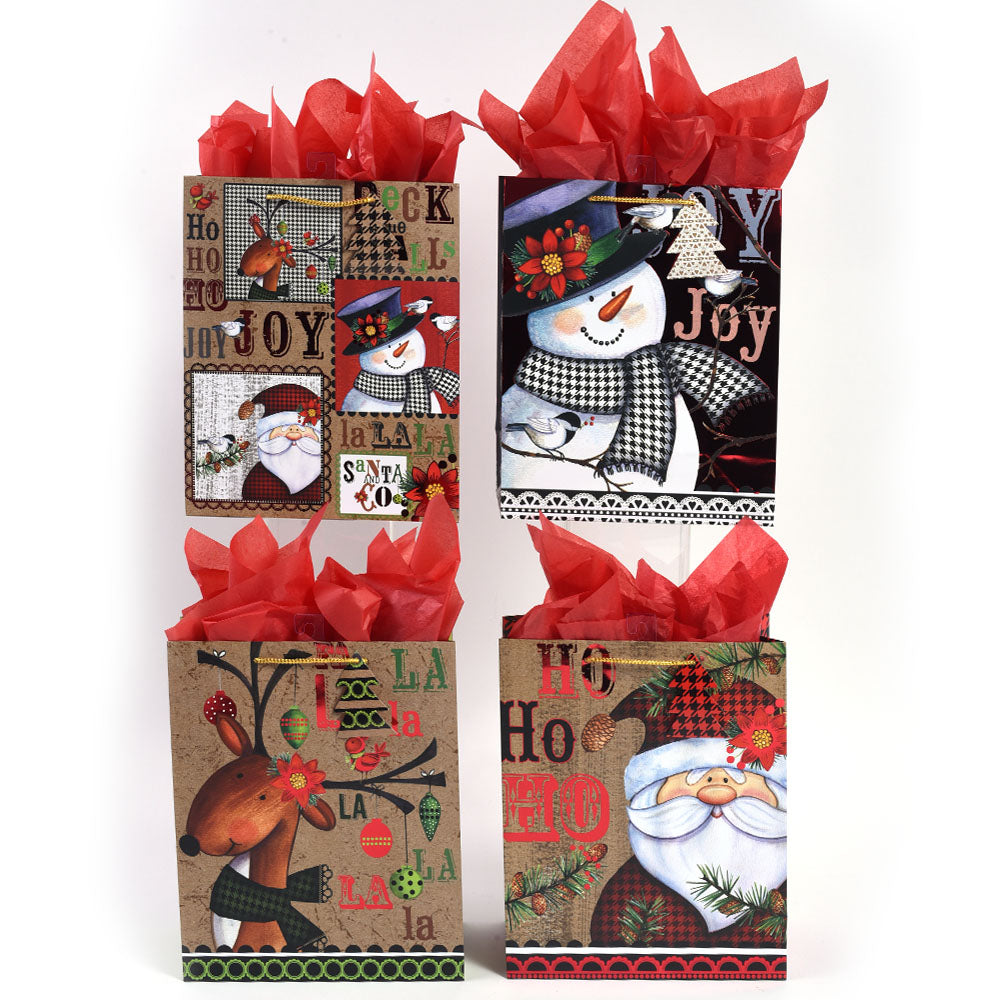 Large Christmas Hot Stamp Bag Set - 4 Festive Designs for Holiday Gifts & Party Decorations