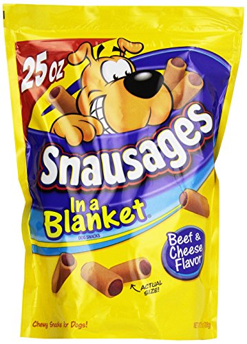 Snausages in a Blanket Dog Treats - Beef & Cheese Flavor, 25oz | Delicious Training Rewards & Party Snacks for Dogs
