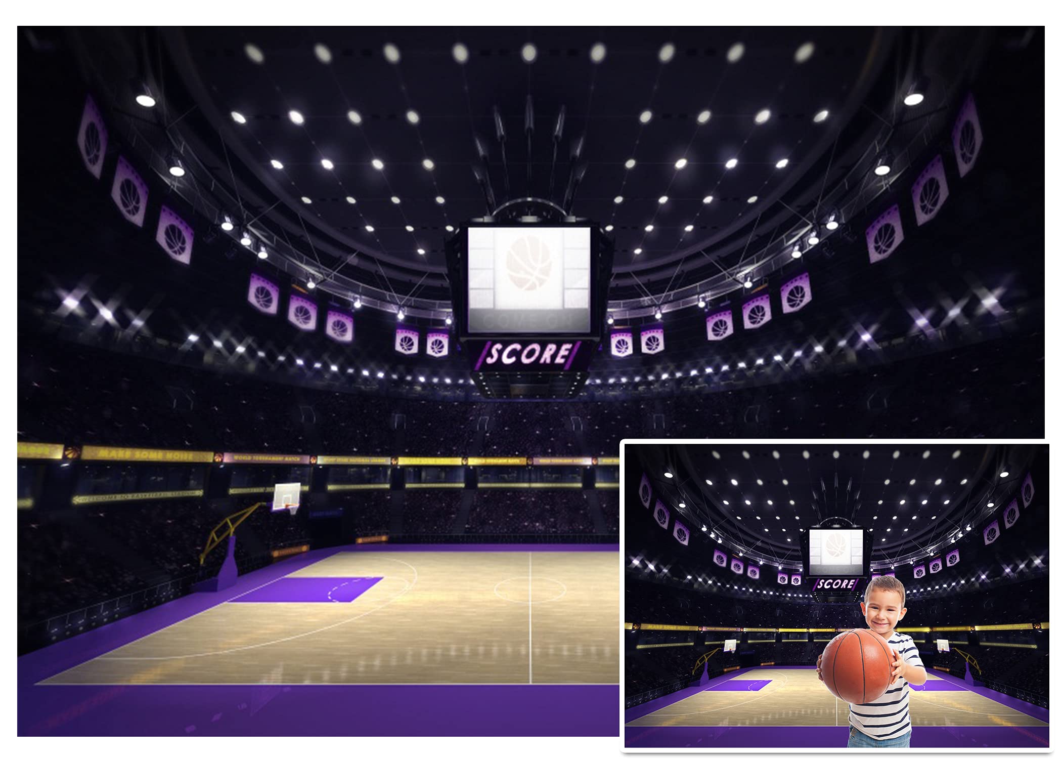 CSFOTO 8x6ft Basketball Court Backdrop - Sports Party Decor for Kids & Adults