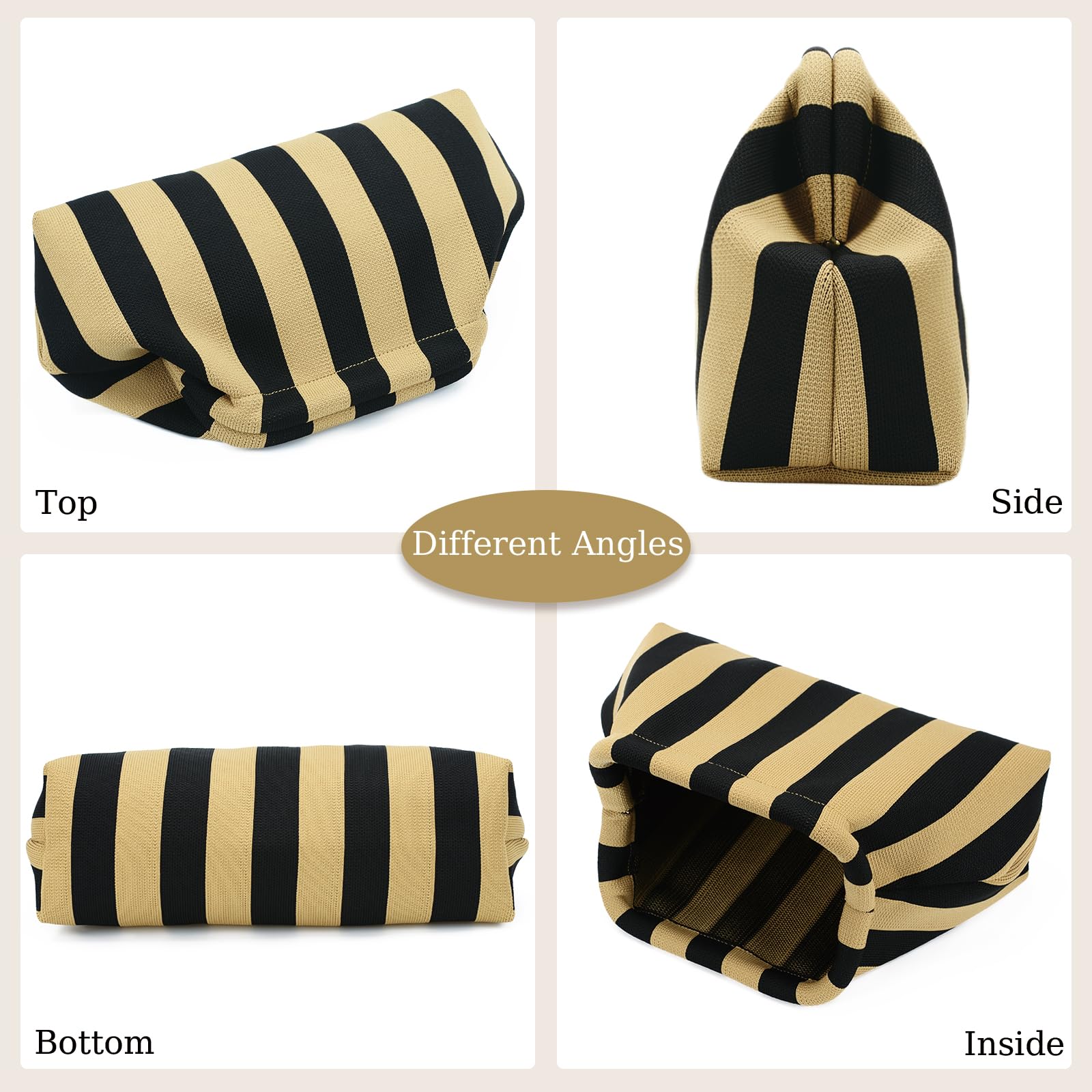 WOZEAH Summer Clutch Purse for Women - Crochet Dumpling Bag with Colorblock Stripes & Cloud Design | Perfect for Beach, Vacation & Casual Outings